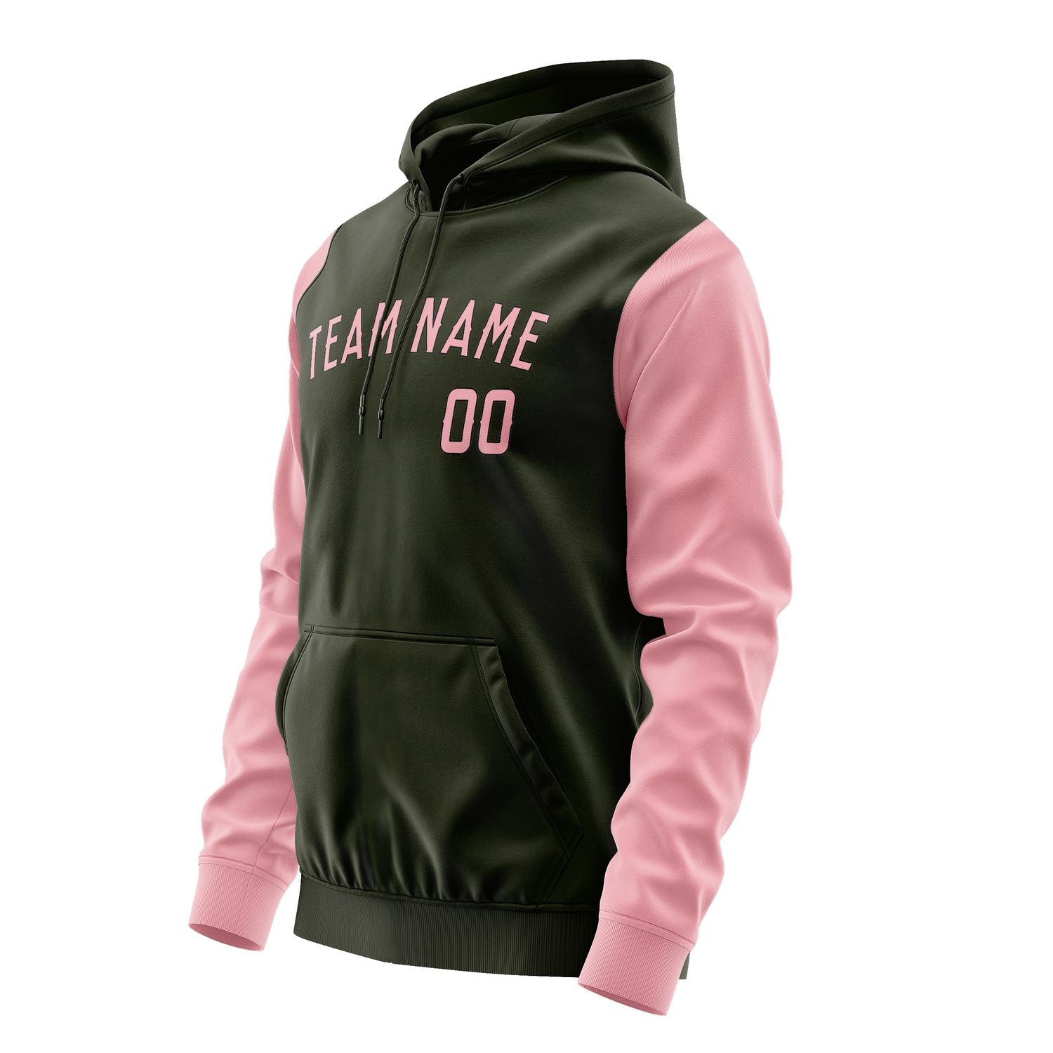 Maßgeschneidertes Dunkles Oliv Rosa Hoodie 0202212102B31721