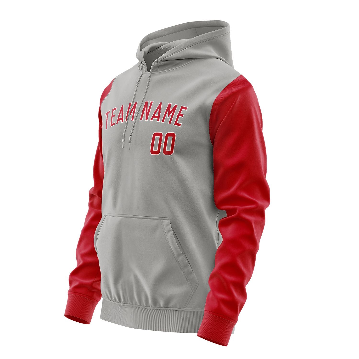 Maßgeschneidertes Grau Rot Hoodie 0404141404B31814