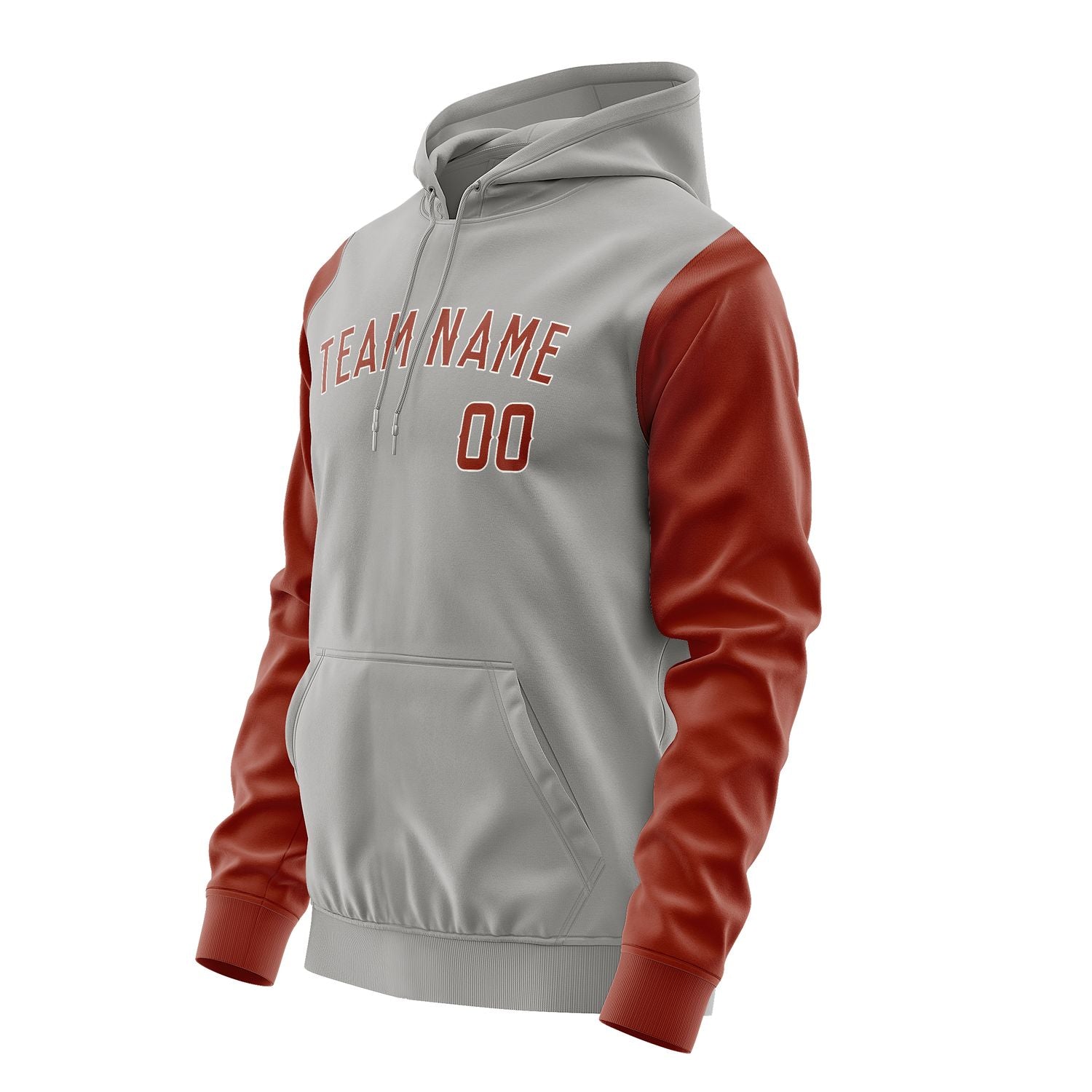 Maßgeschneidertes Grau Korallenrot Hoodie 0404161604B31816