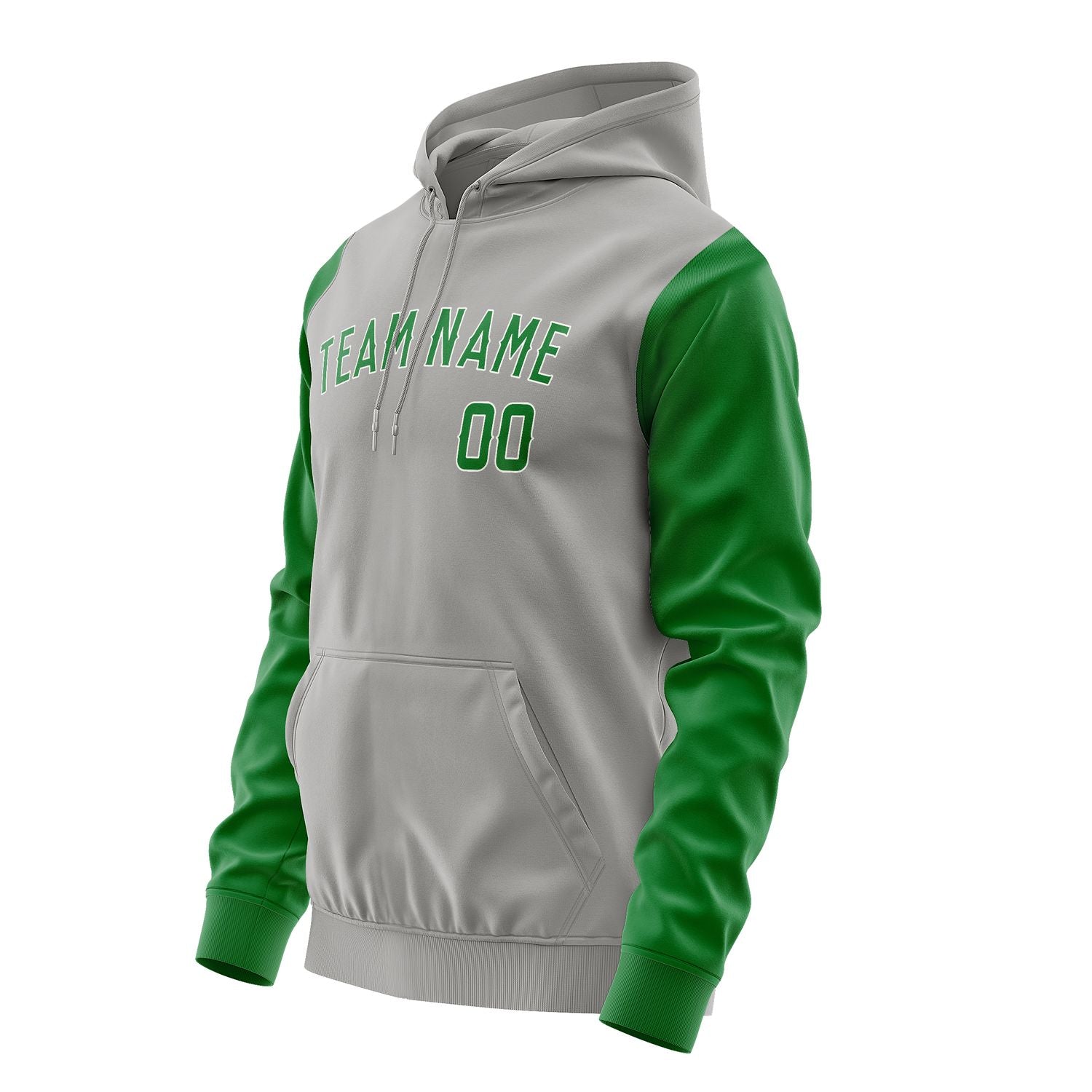Maßgeschneidertes Grau Smaragdgrün Hoodie 0404242404B31824