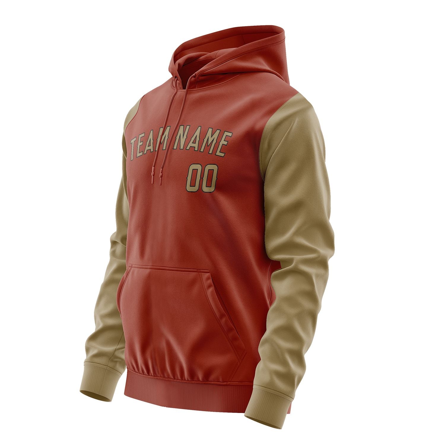Maßgeschneidertes Korallenrot Hellkhaki Hoodie 1616252516B31725