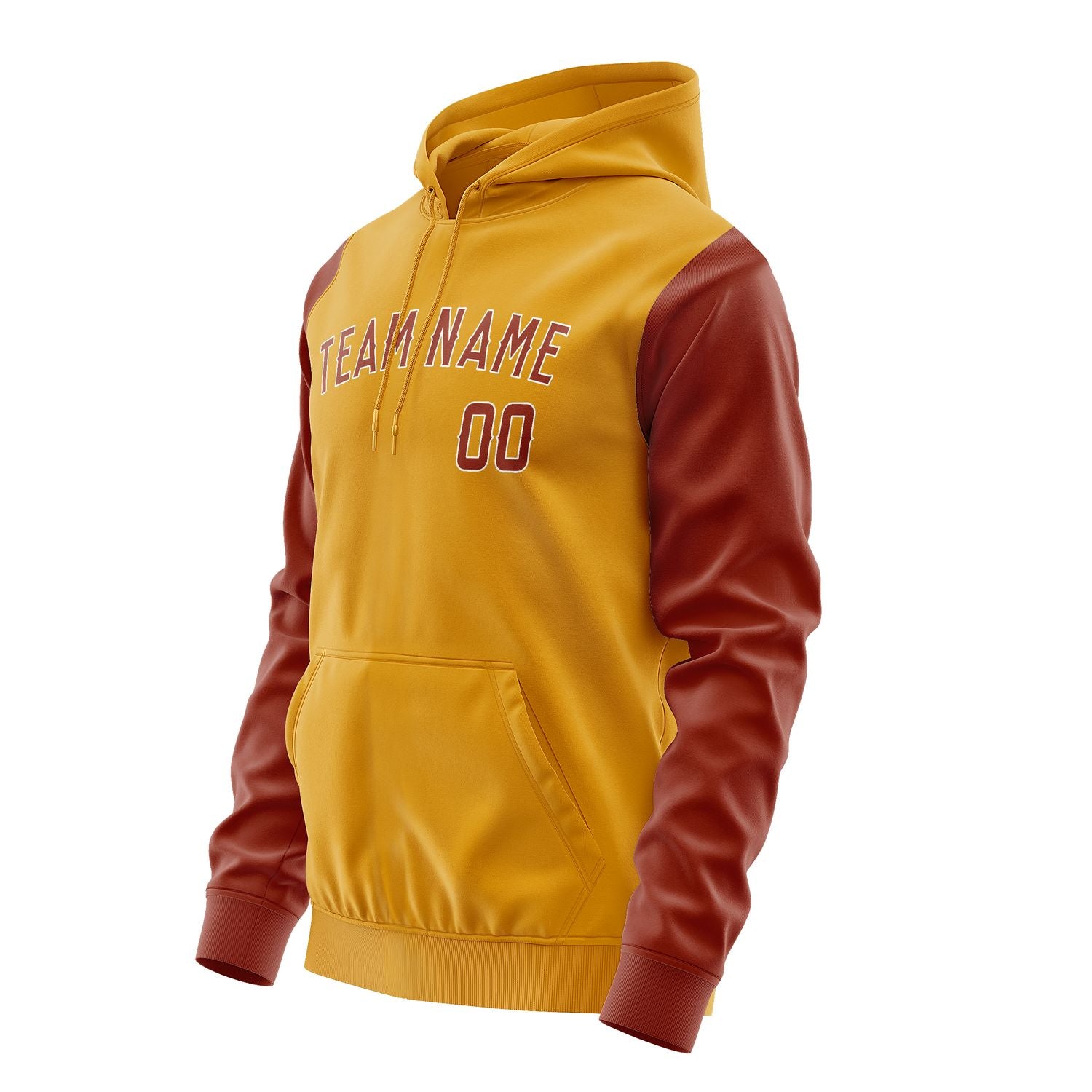 Maßgeschneidertes Gelb Korallenrot Hoodie 1919161619B31816