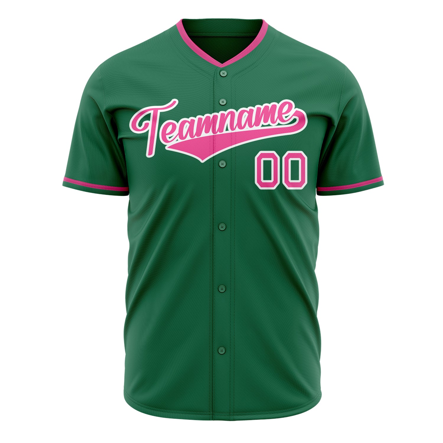 Custom Professional Kelly Green Pink Baseball Jersey