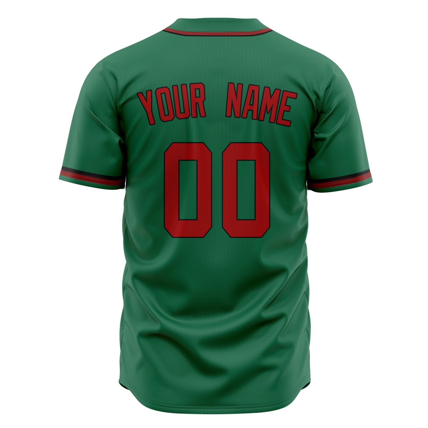 Custom Professional Kelly Green Red Baseball Jersey