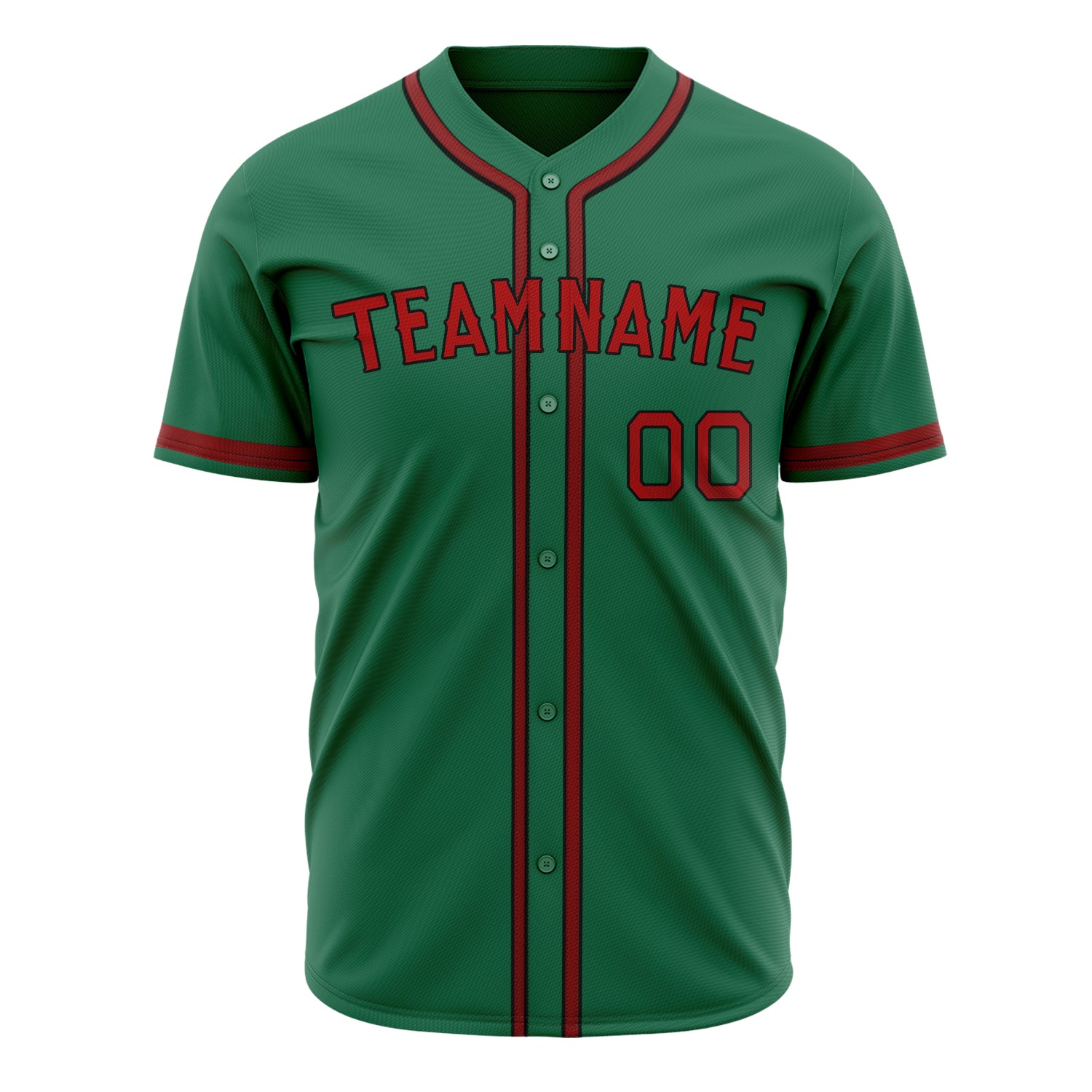 Custom Professional Kelly Green Red Baseball Jersey