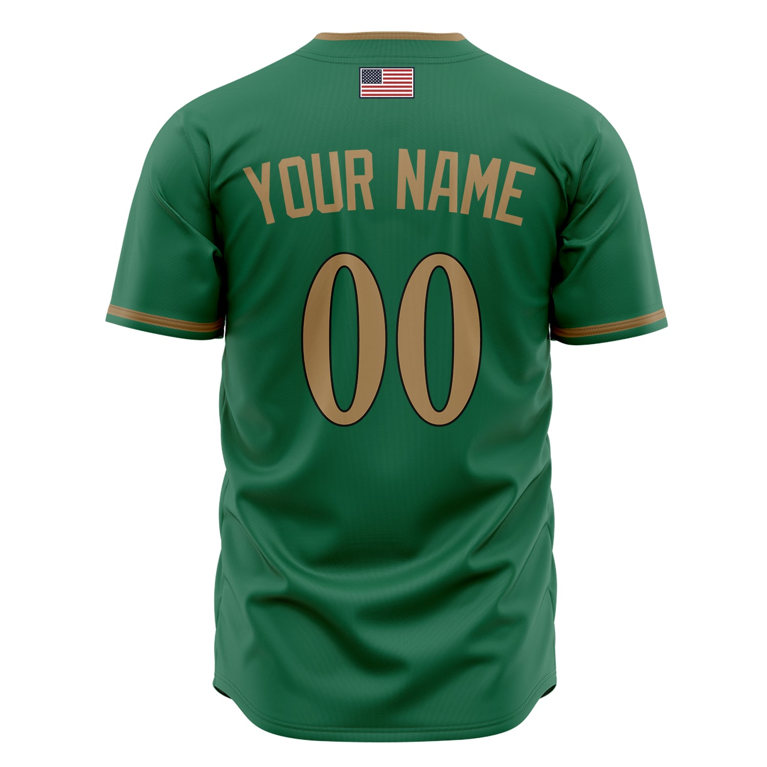 Custom Professional Kelly Green Old Gold Baseball Jersey