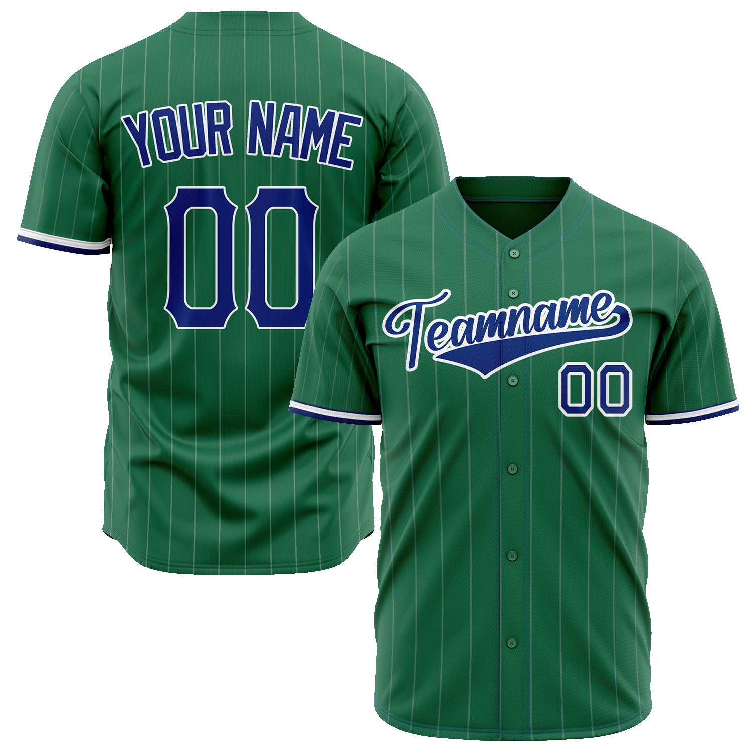 Benutzerdefiniertes Professionelles Kelly Grün Königsblau Baseballtrikot BB02240604JZ378