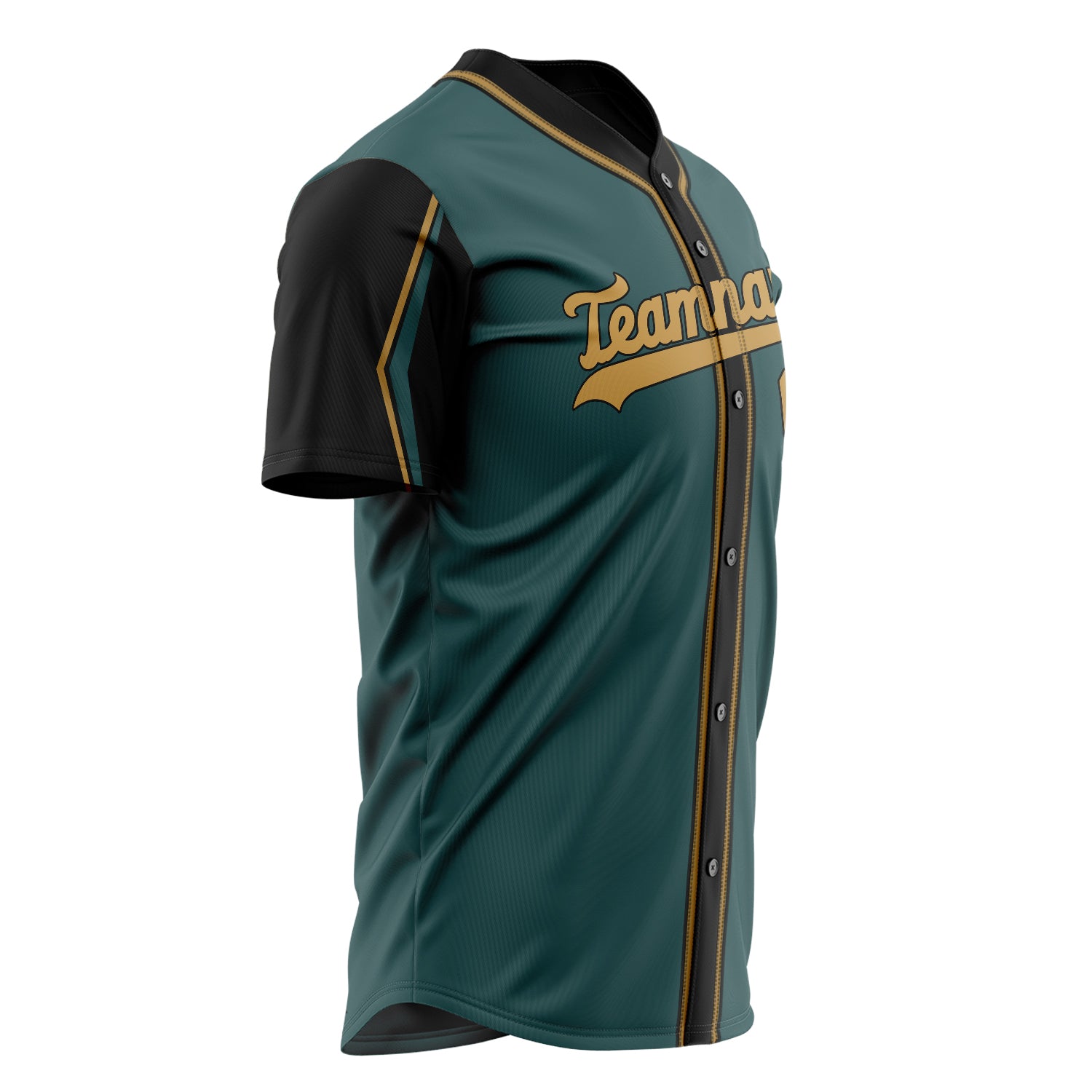 Benutzerdefiniertes Professionelles Mitternachtsgrün Altgold Baseballtrikot