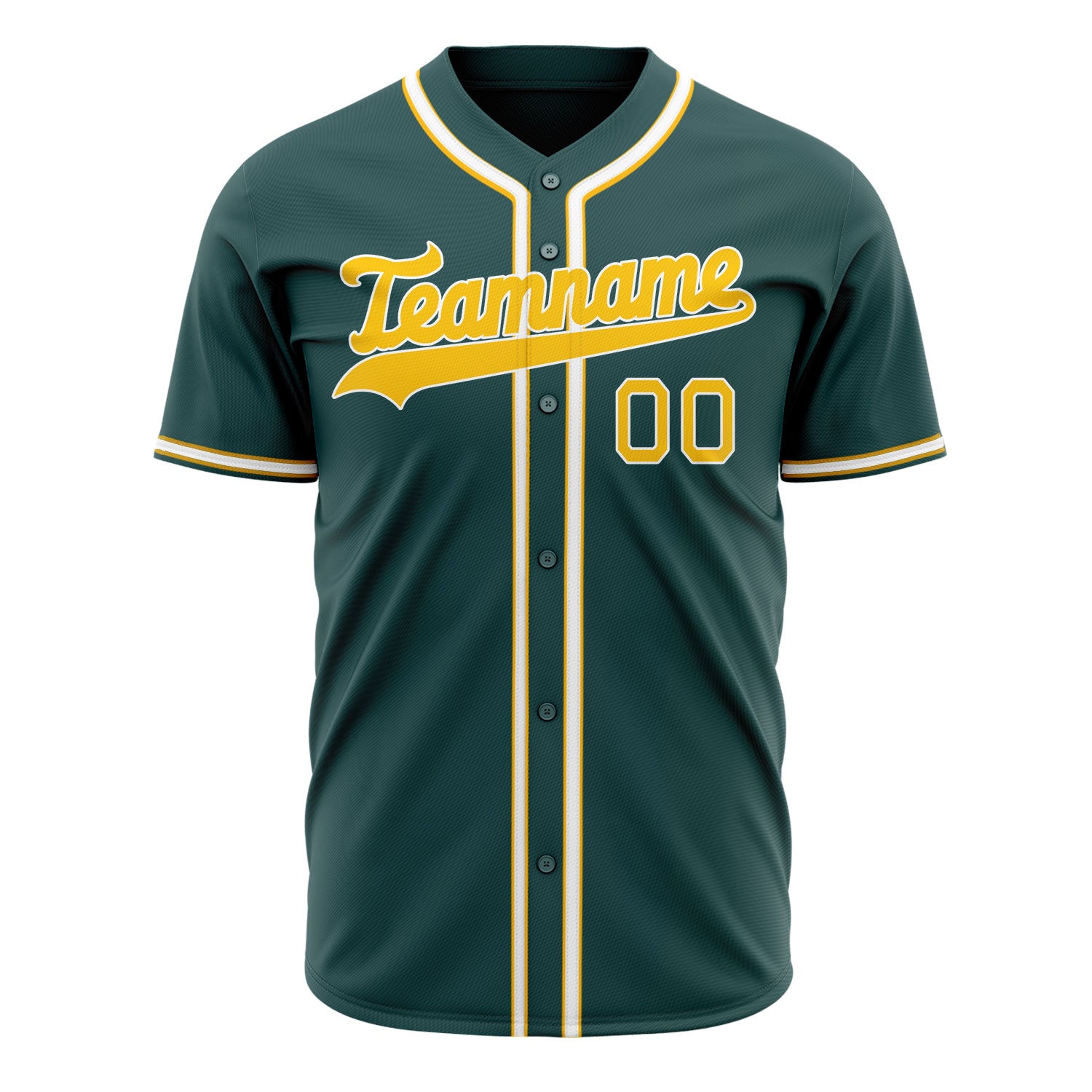 Custom Professional Midnight Green Yellow Baseball Jersey