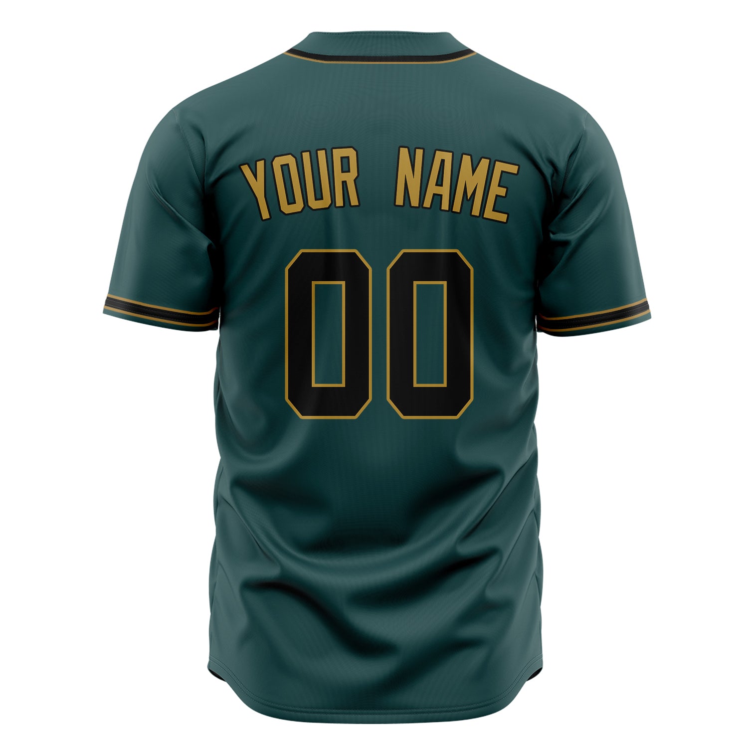 Custom Professional Midnight Green Old Gold Baseball Jersey