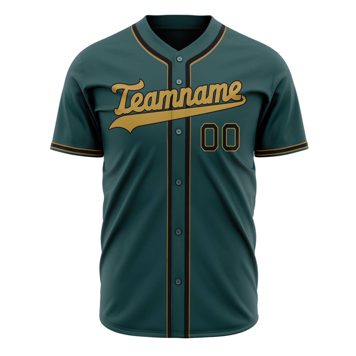 Custom Professional Midnight Green Old Gold Baseball Jersey