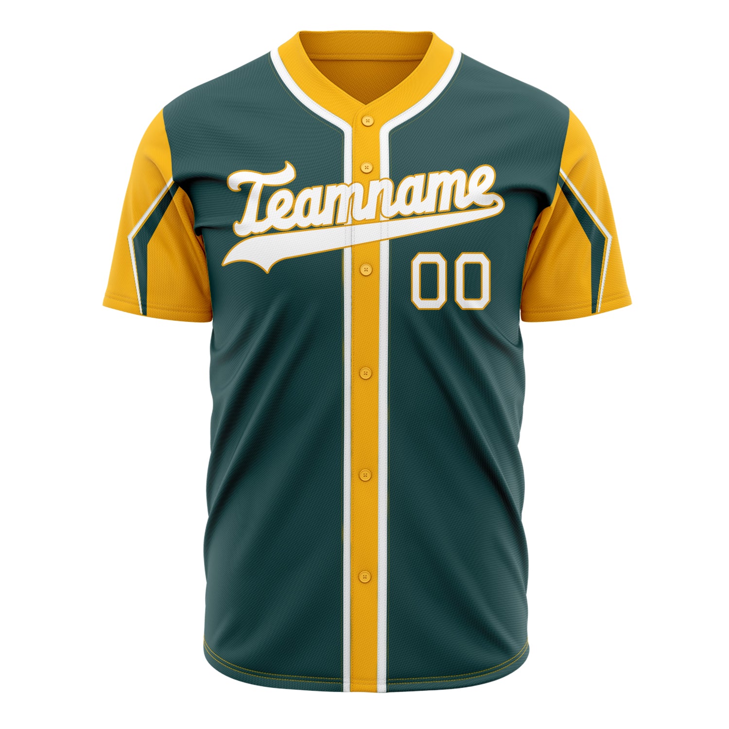 Custom Professional Midnight Green Gold Baseball Jersey