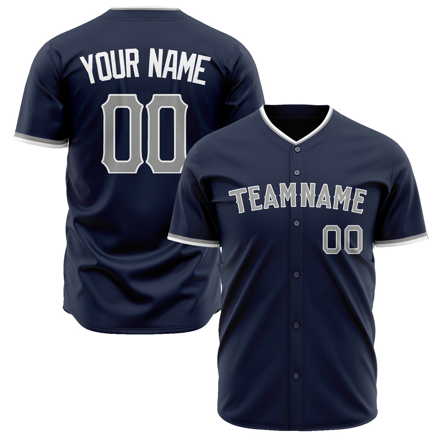 Benutzerdefiniertes Professionelles Marineblau Grau Baseballtrikot BB02240604WY452