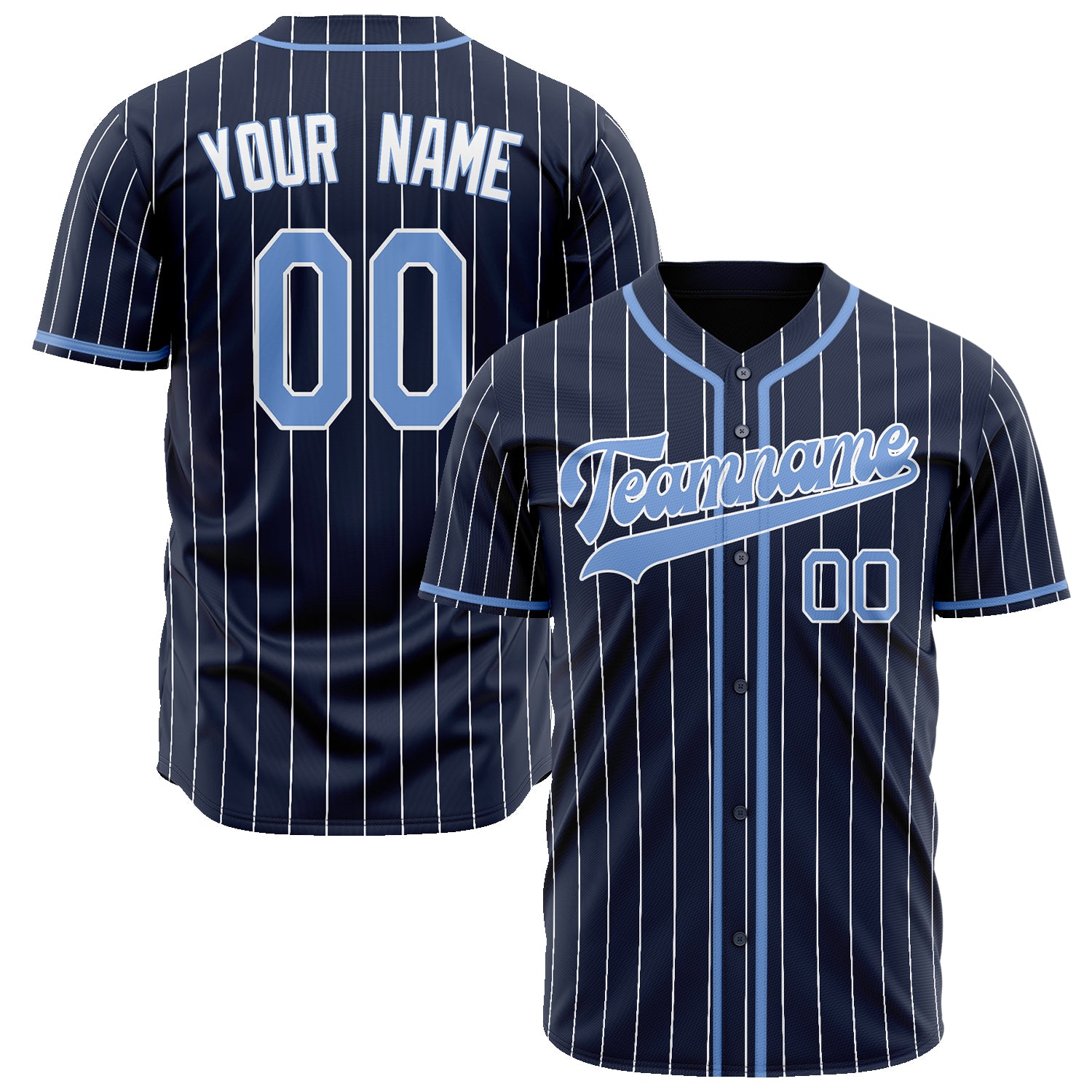 Benutzerdefiniertes Professionelles Marineblau Hellblau Baseballtrikot BB02240604WY453