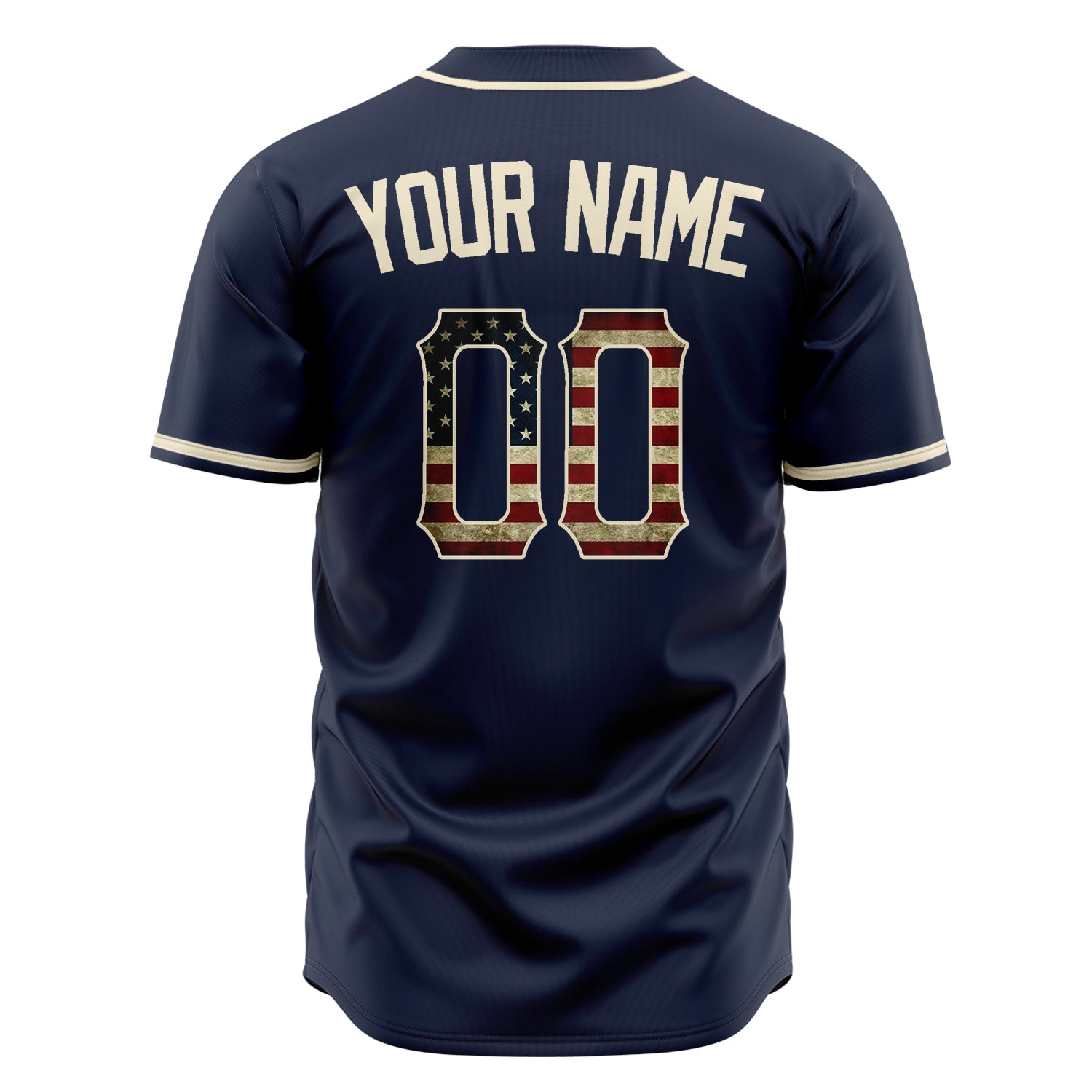 Benutzerdefiniertes Professionelles Marineblau Creme Baseballtrikot