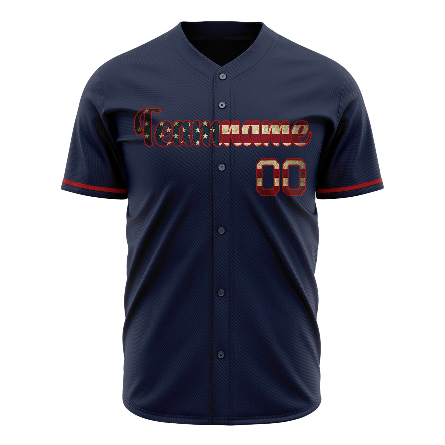 Custom Professional Navy Blue Red Baseball Jersey