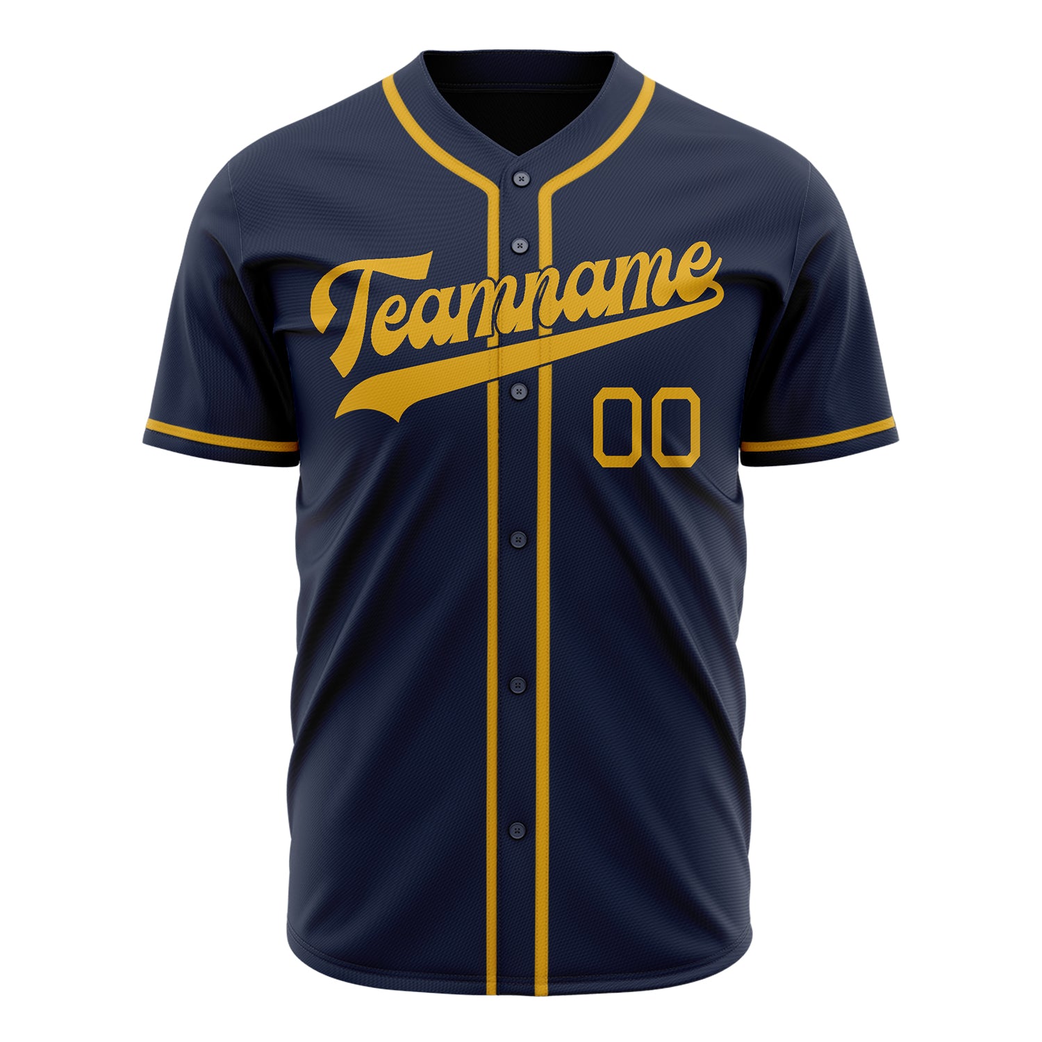 Custom Professional Navy Blue Gold Baseball Jersey