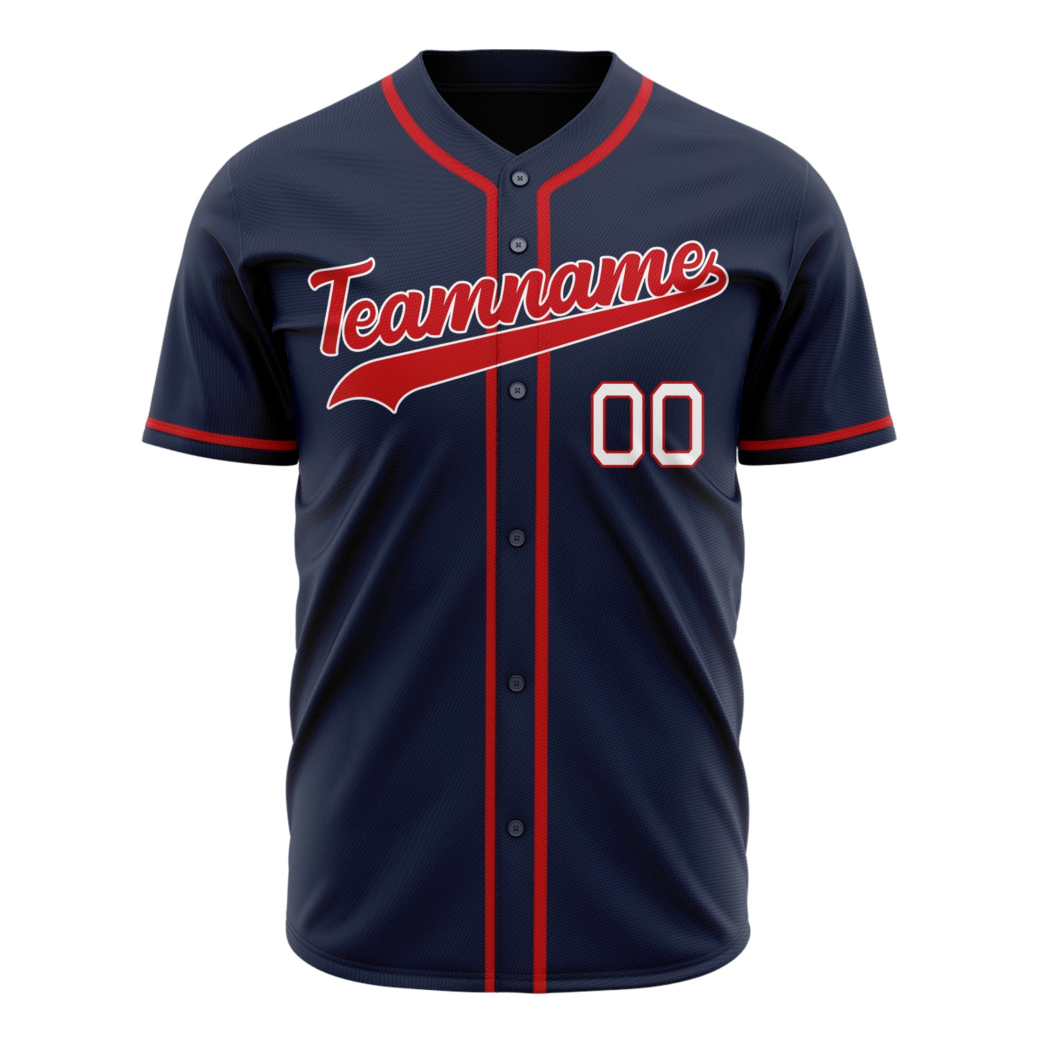 Custom Professional Navy Blue Red Baseball Jersey