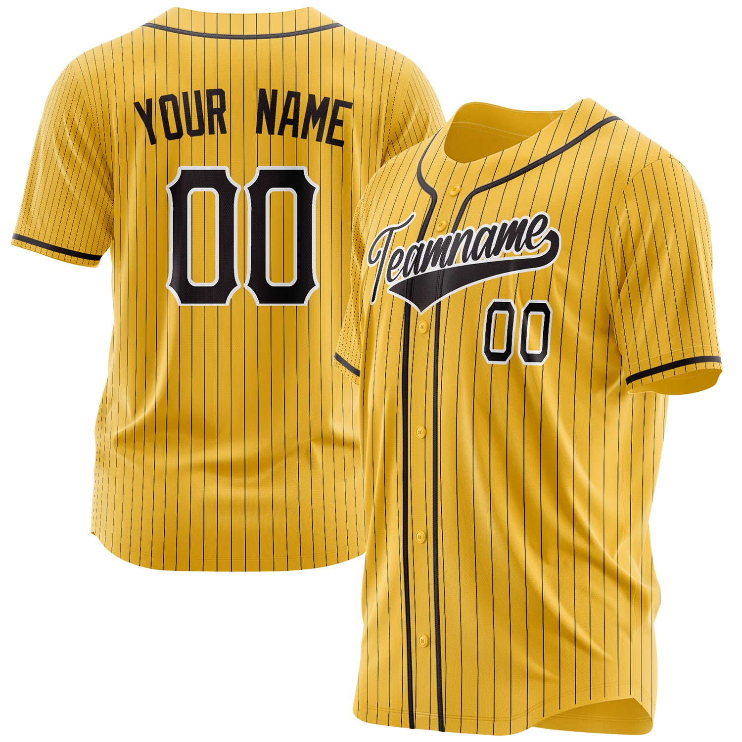 Benutzerdefiniertes Professionelles Gelb Schwarz Baseballtrikot BB03240607CK370