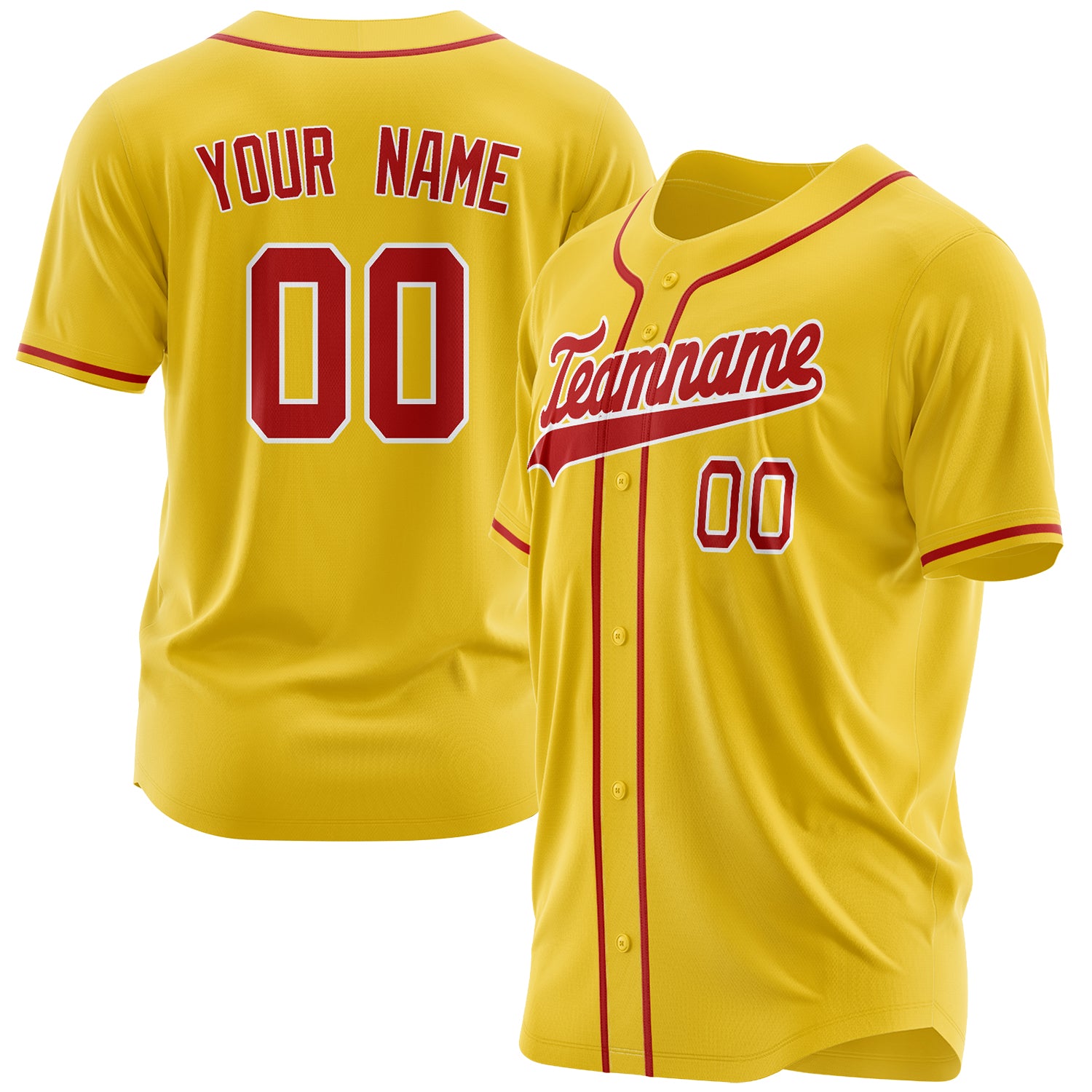 Benutzerdefiniertes Professionelles Gelb Rot Baseballtrikot BB03240607CK371