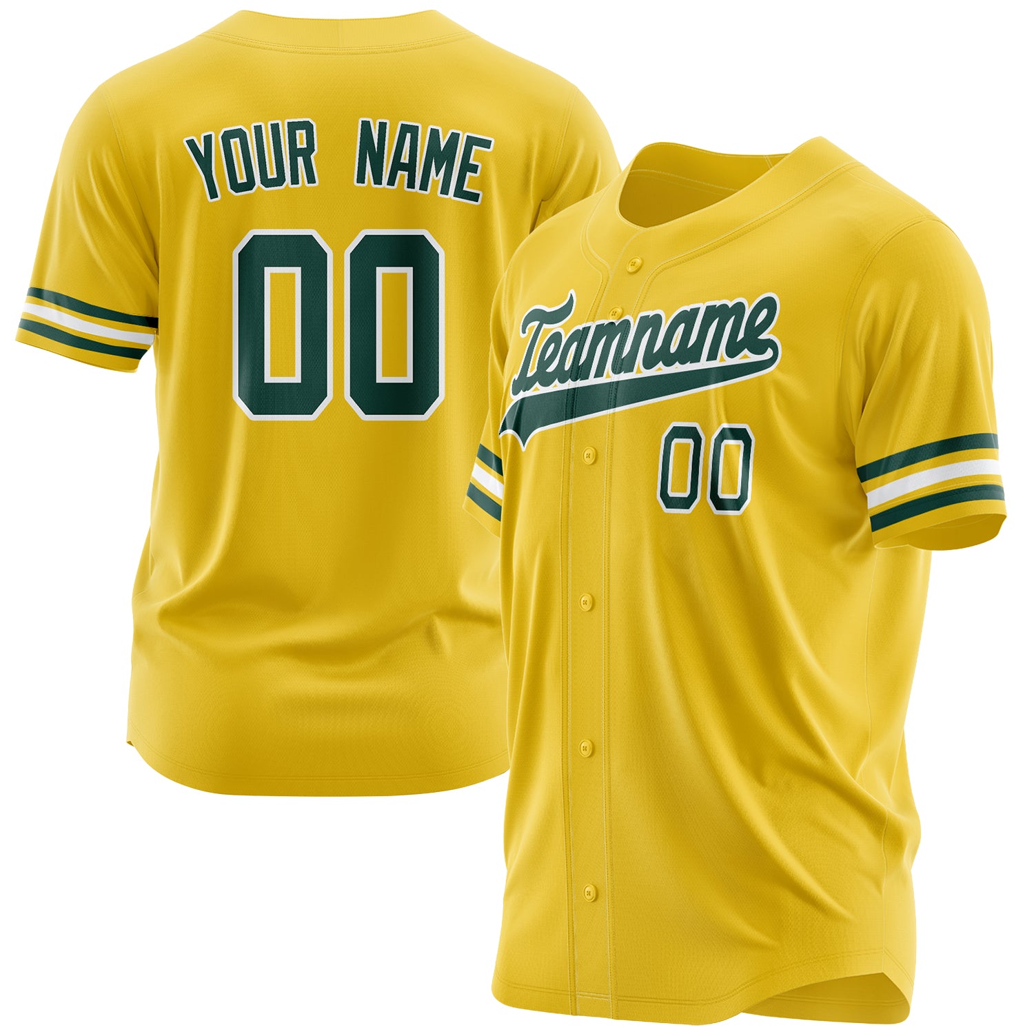 Benutzerdefiniertes Professionelles Gelb Grün Baseballtrikot BB03240607CK374