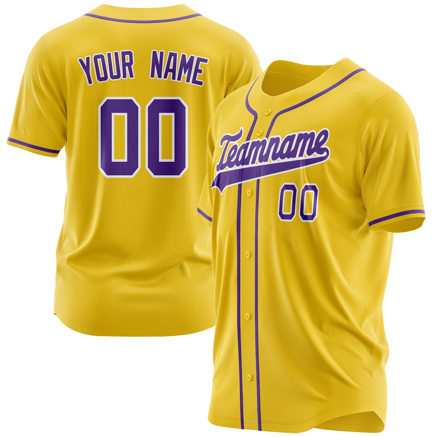 Benutzerdefiniertes Professionelles Gelb Lila Baseballtrikot BB03240607CK378