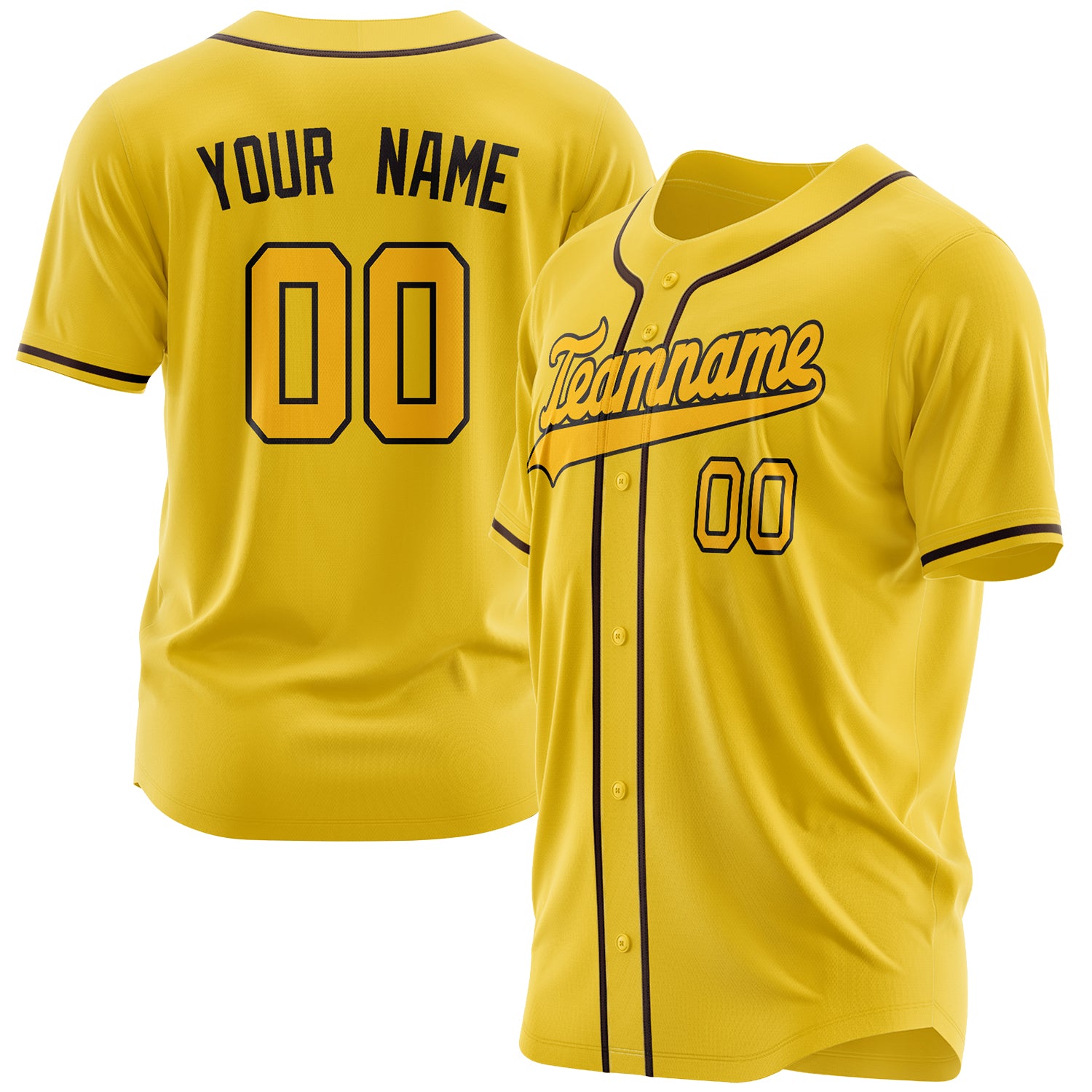 Benutzerdefiniertes Professionelles Gelb Schwarz Baseballtrikot BB03240607CK379