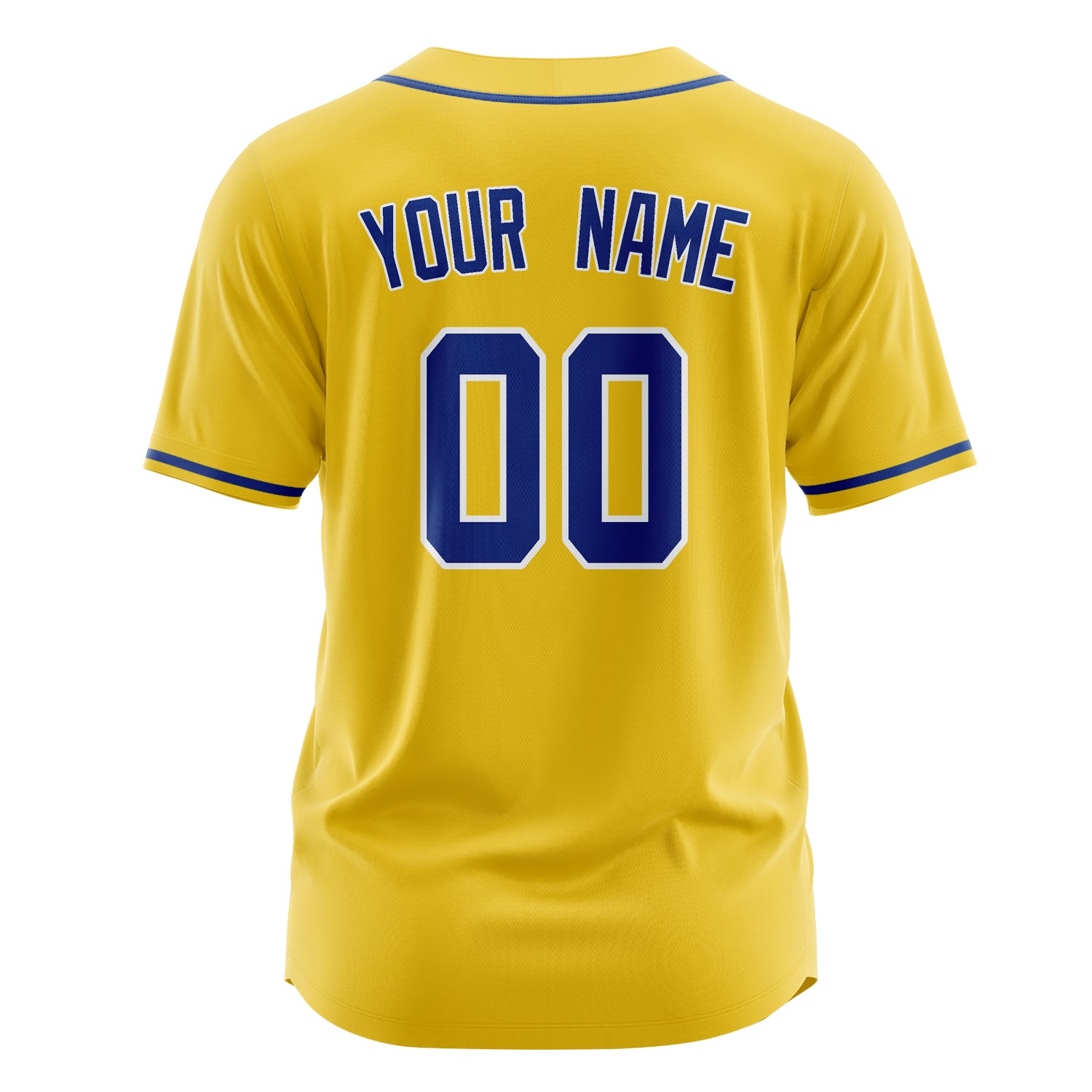 Benutzerdefiniertes Professionelles Gelb Königsblau Baseballtrikot