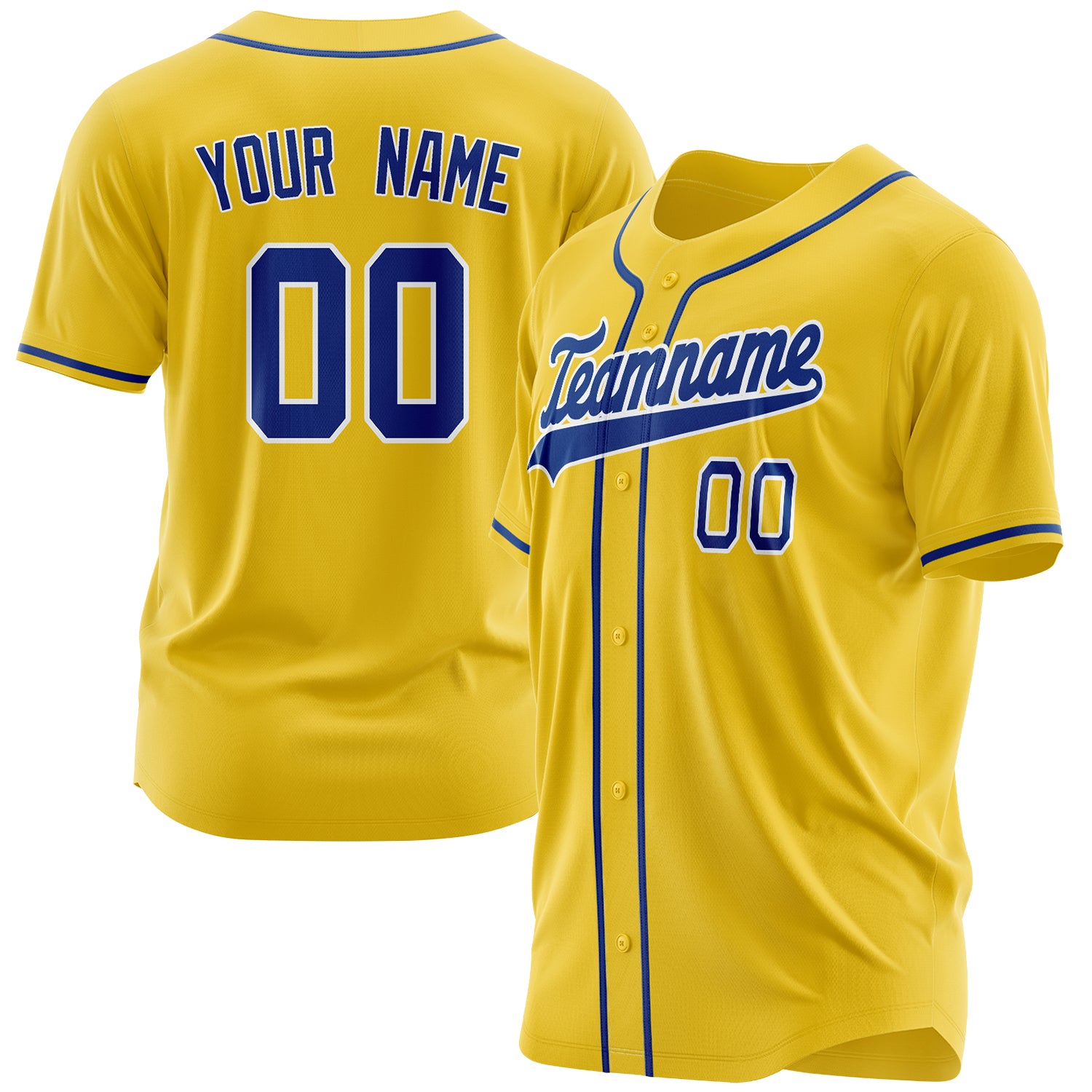 Benutzerdefiniertes Professionelles Gelb Königsblau Baseballtrikot BB03240607CK380