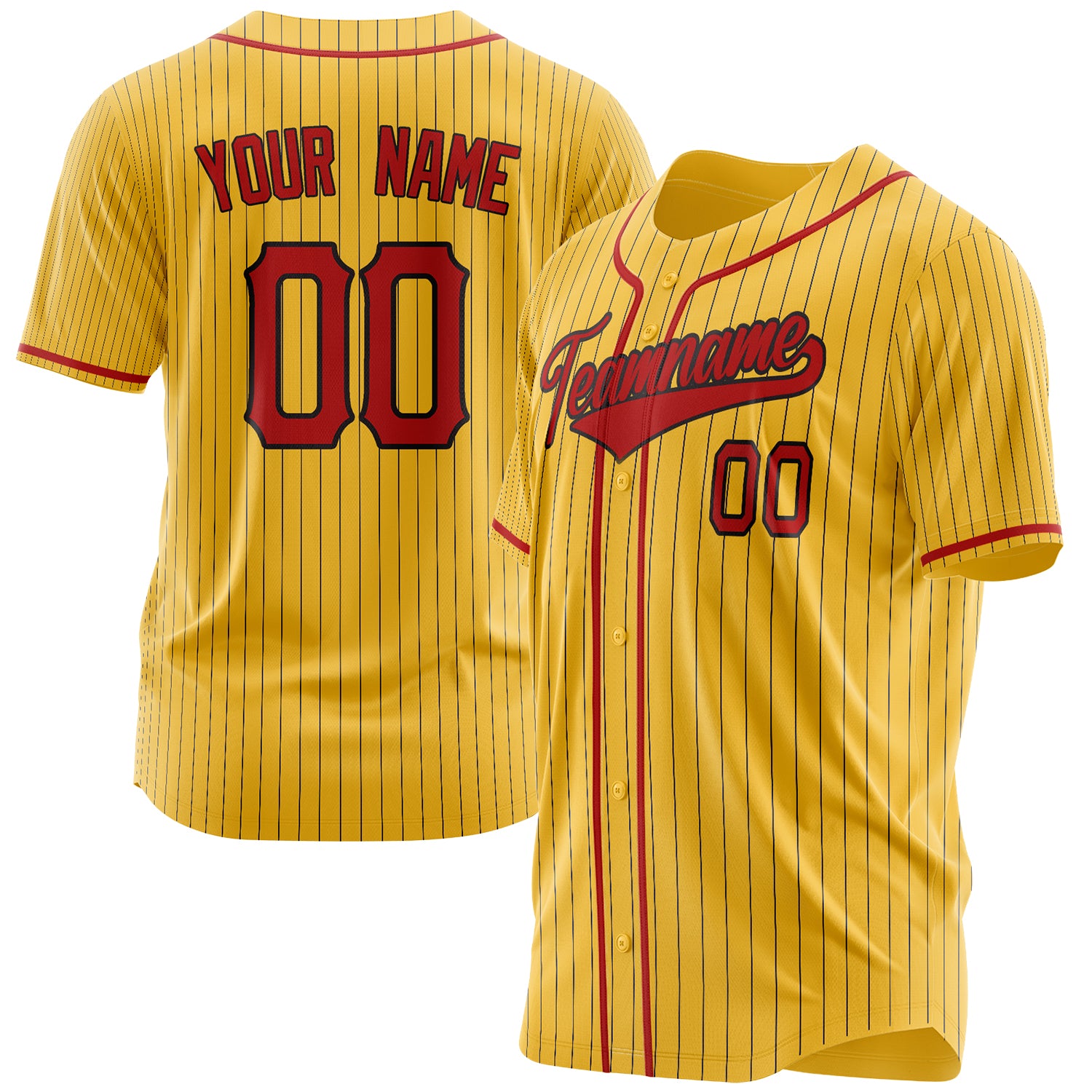 Benutzerdefiniertes Professionelles Gelb Rot Baseballtrikot BB03240607CK381