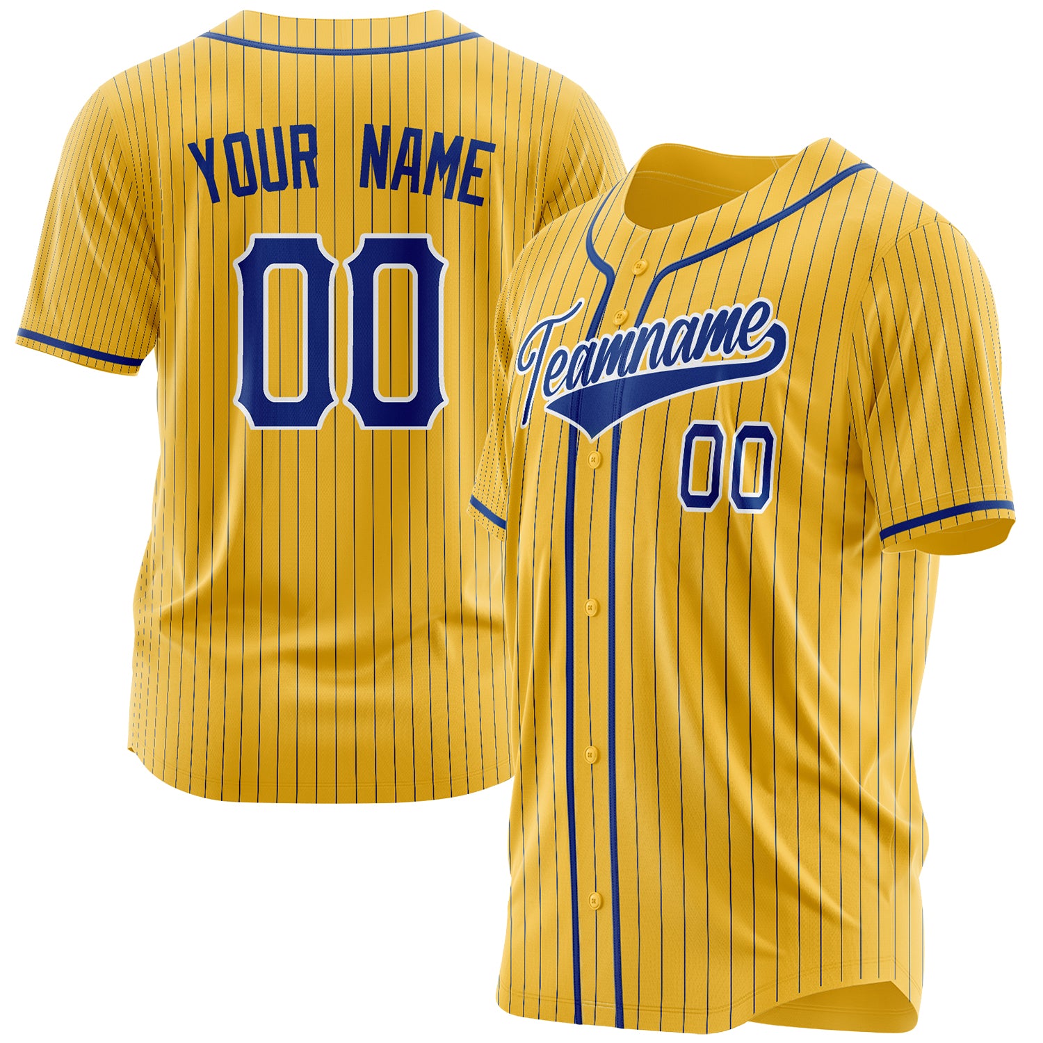 Benutzerdefiniertes Professionelles Gelb Königsblau Baseballtrikot BB03240607CK384