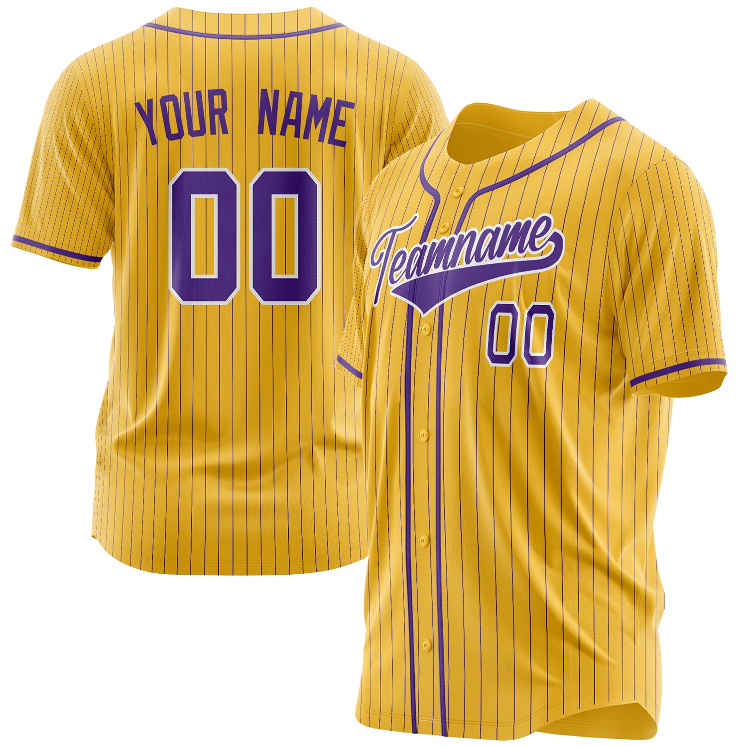 Benutzerdefiniertes Professionelles Gelb Lila Baseballtrikot BB03240607CK385