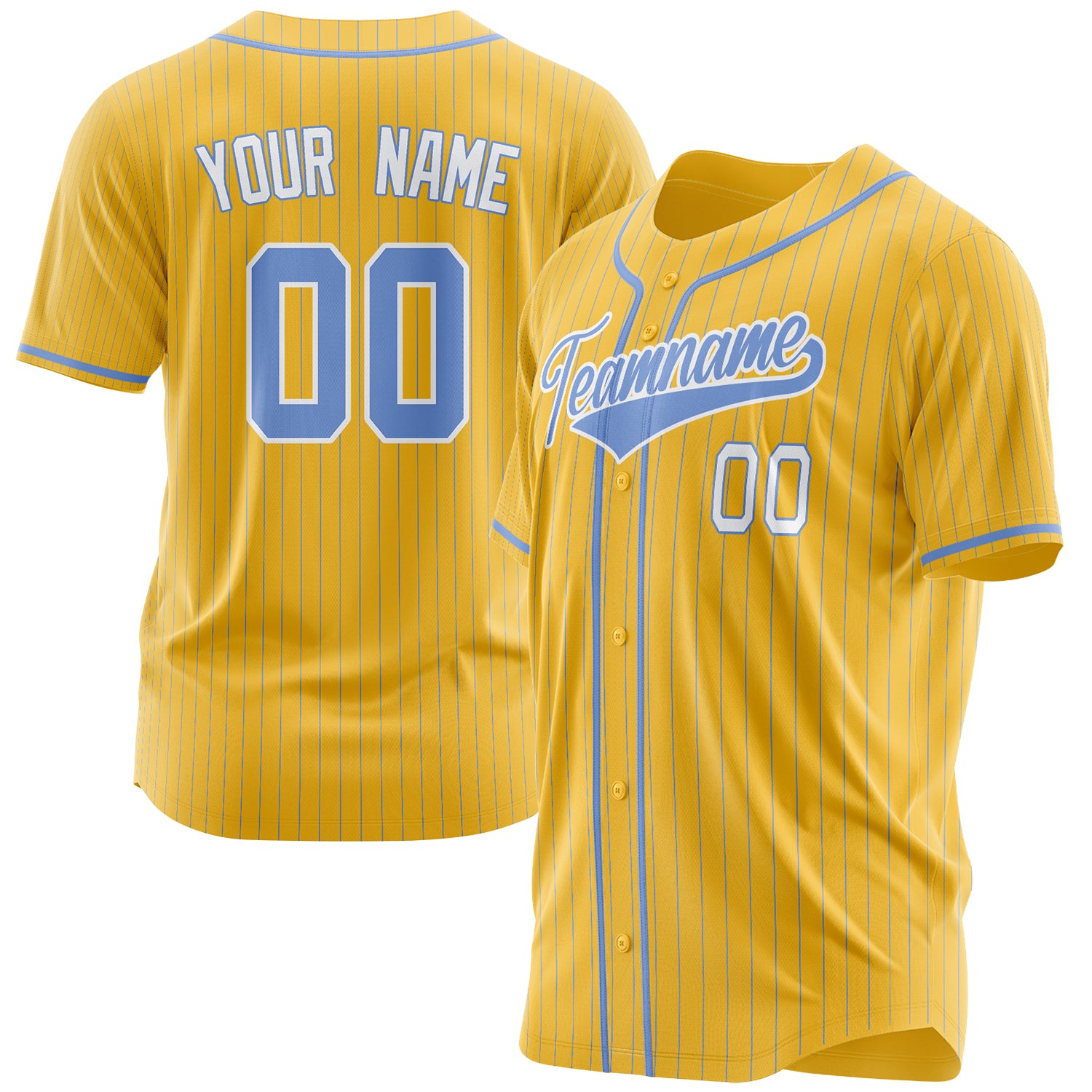 Benutzerdefiniertes Professionelles Gelb Hellblau Baseballtrikot BB03240607CK386