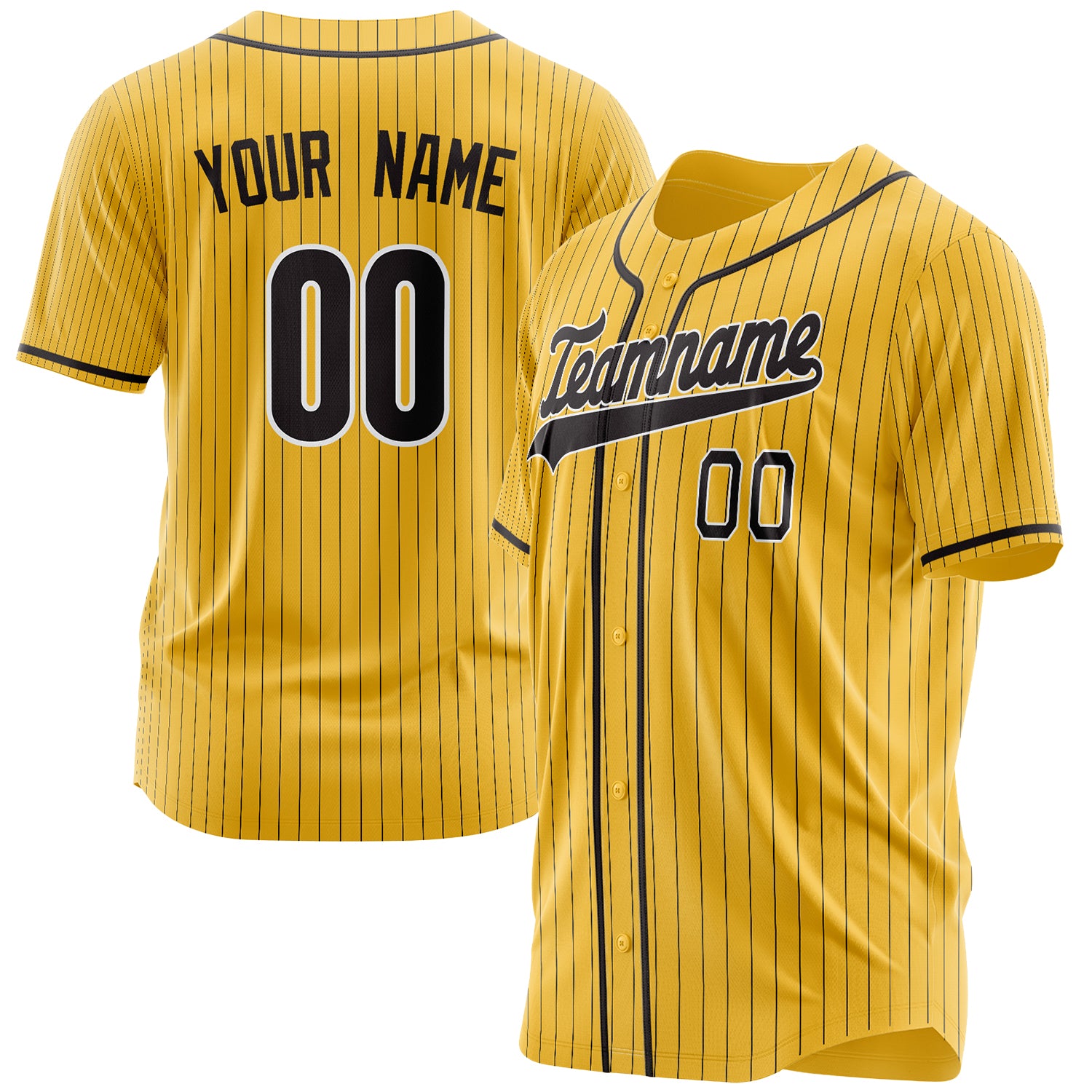 Benutzerdefiniertes Professionelles Gelb Schwarz Baseballtrikot BB03240607CK387