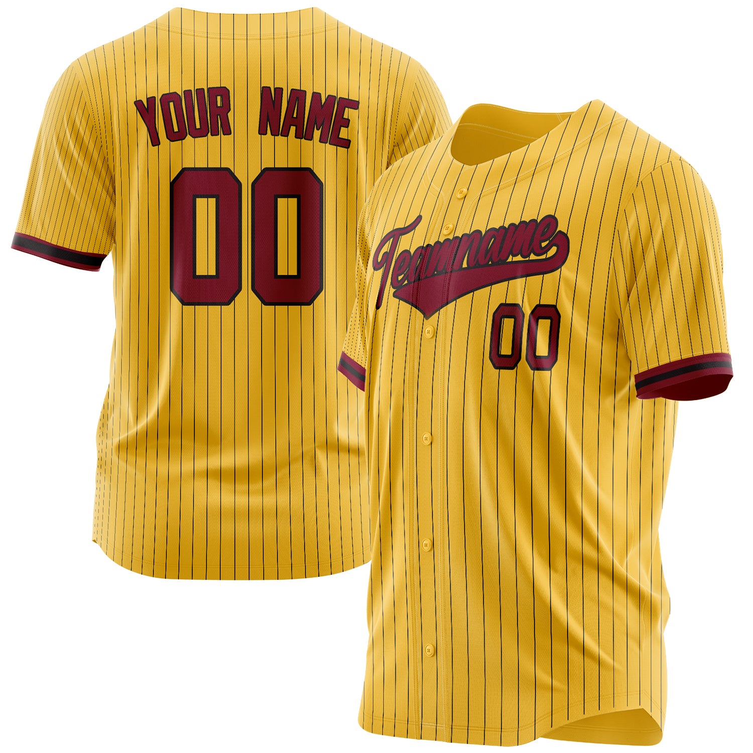 Benutzerdefiniertes Professionelles Gelb Karmesinrot Baseballtrikot BB03240607CK388