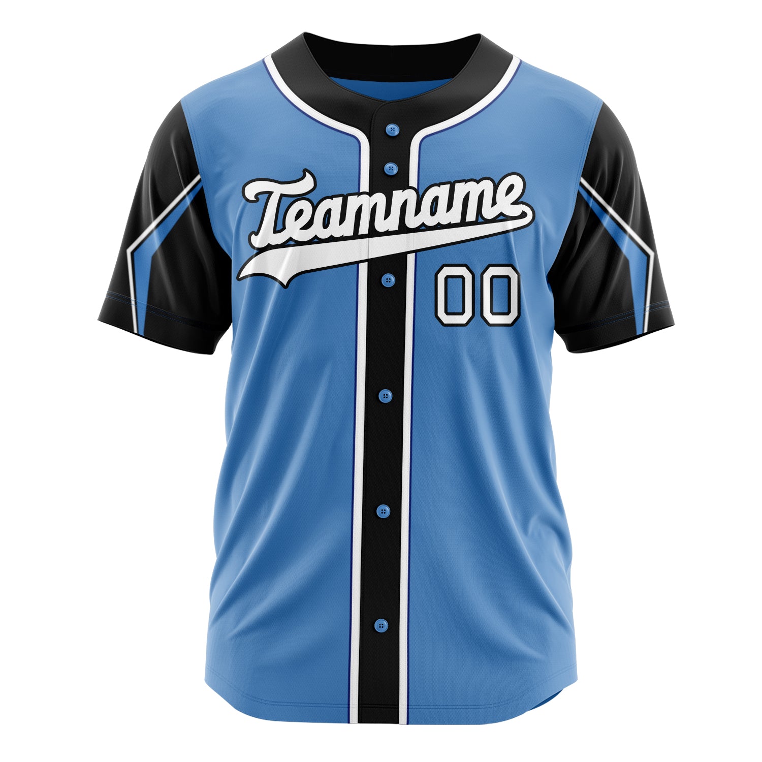 Custom Professional Electric Blue Black Baseball Jersey