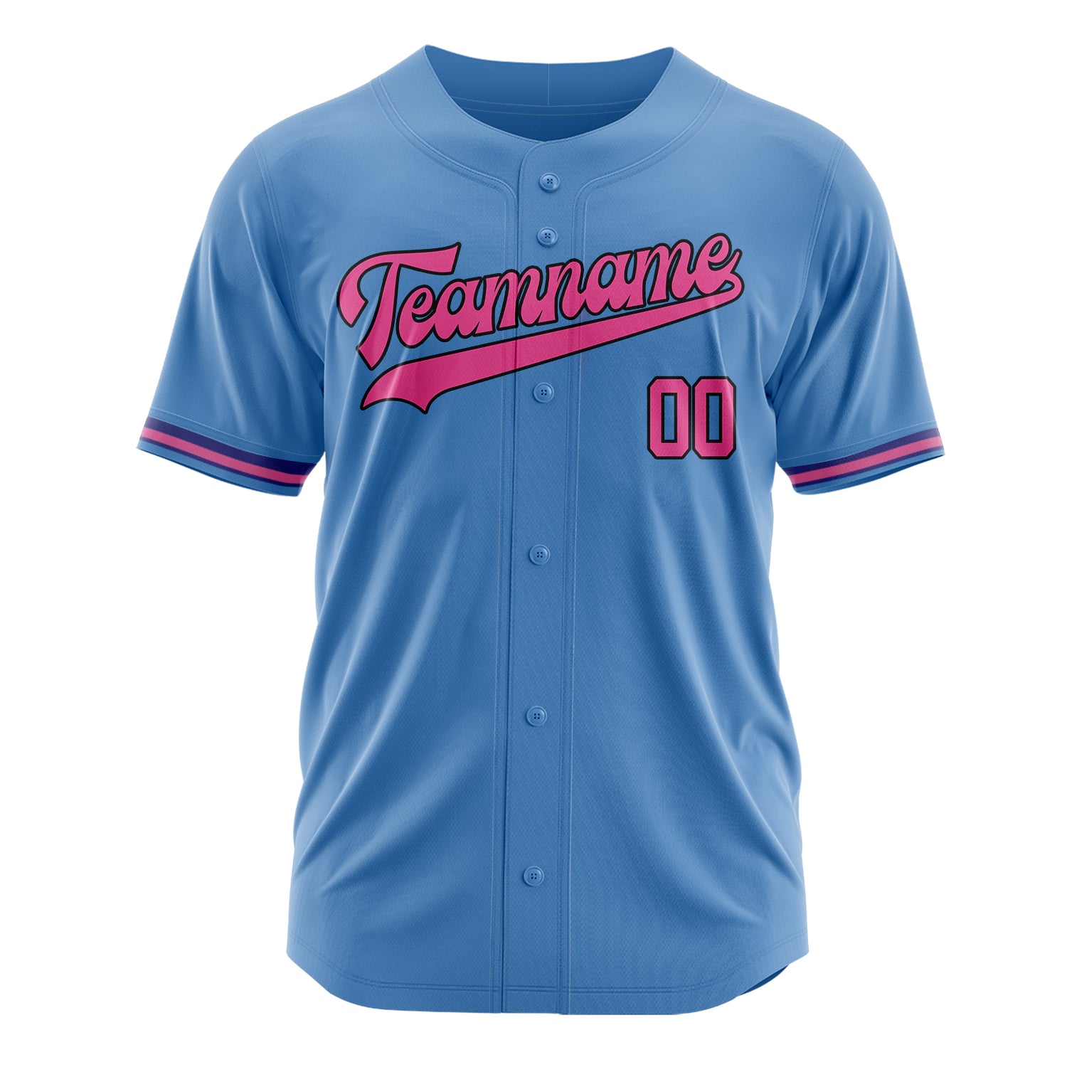 Custom Professional Electric Blue Pink Baseball Jersey