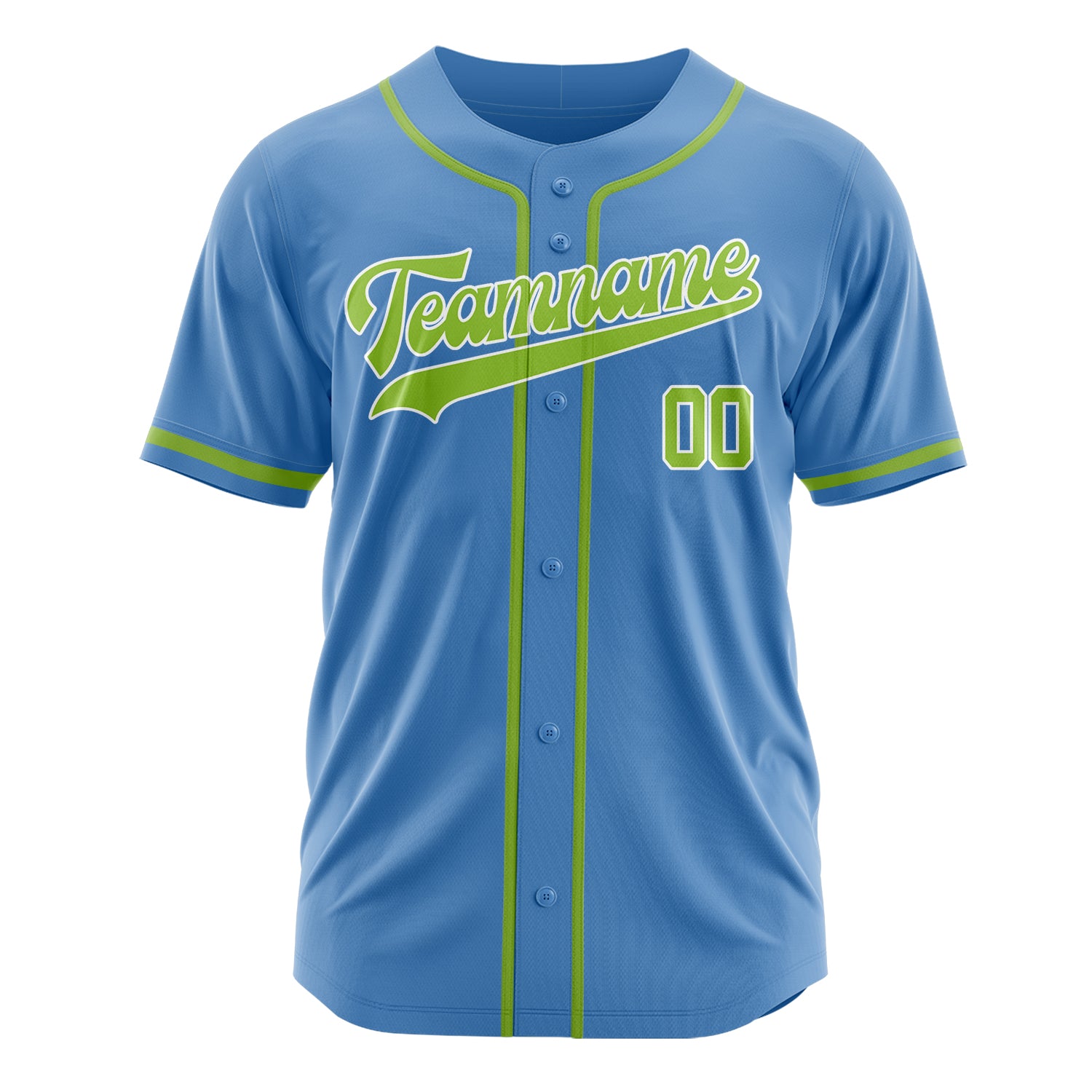 Custom Professional Electric Blue Neon Green Baseball Jersey