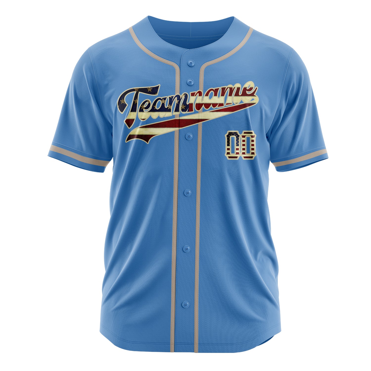 Custom Professional Electric Blue Cream Baseball Jersey