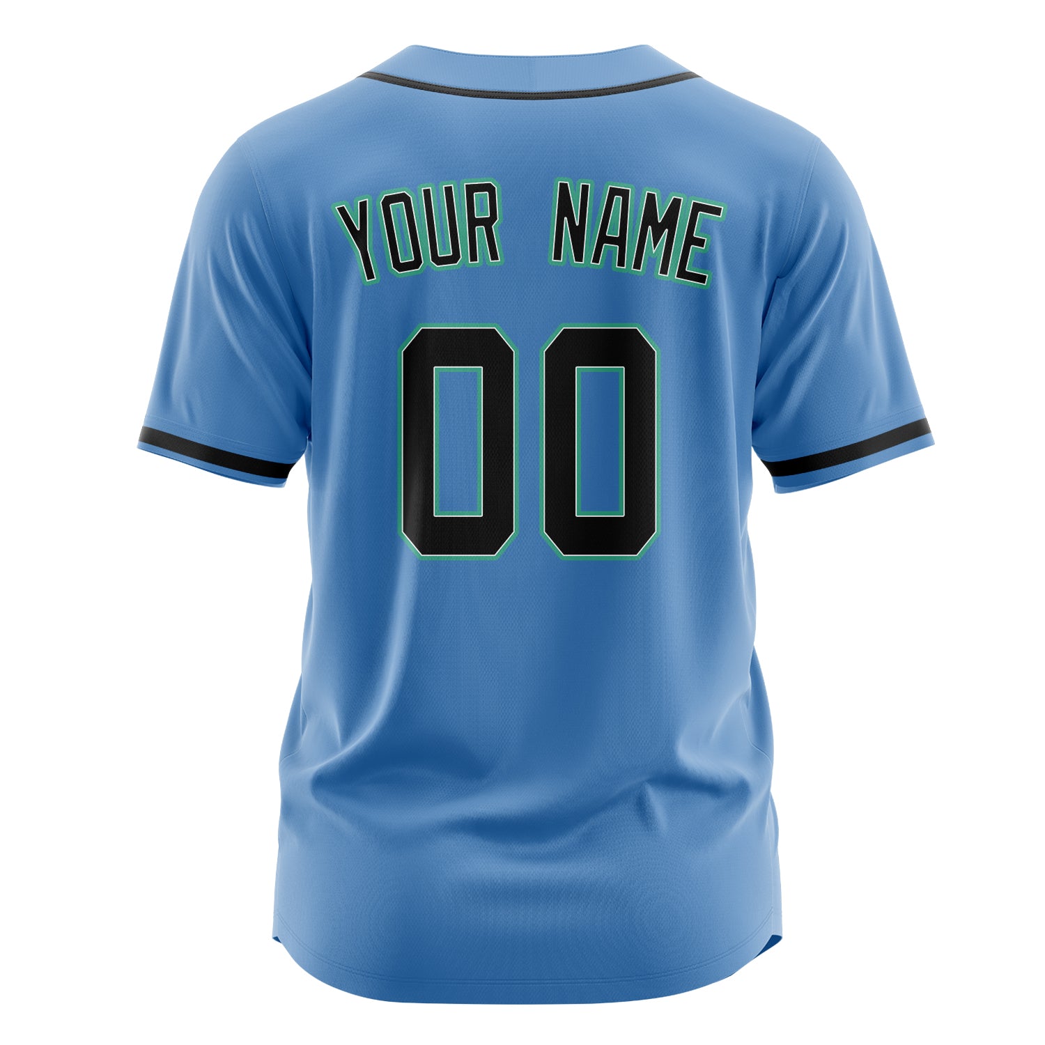 Custom Professional Electric Blue Black Baseball Jersey