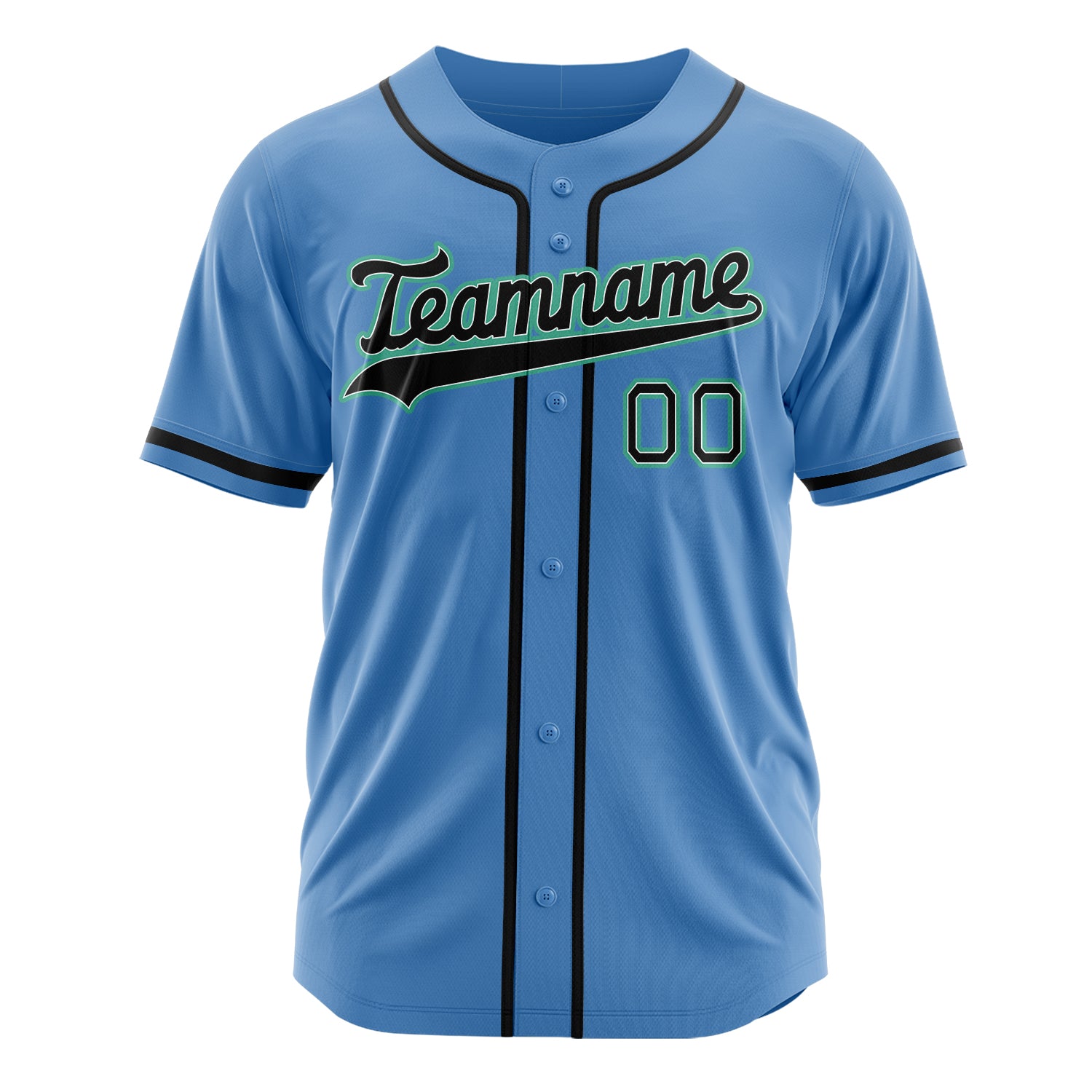 Custom Professional Electric Blue Black Baseball Jersey