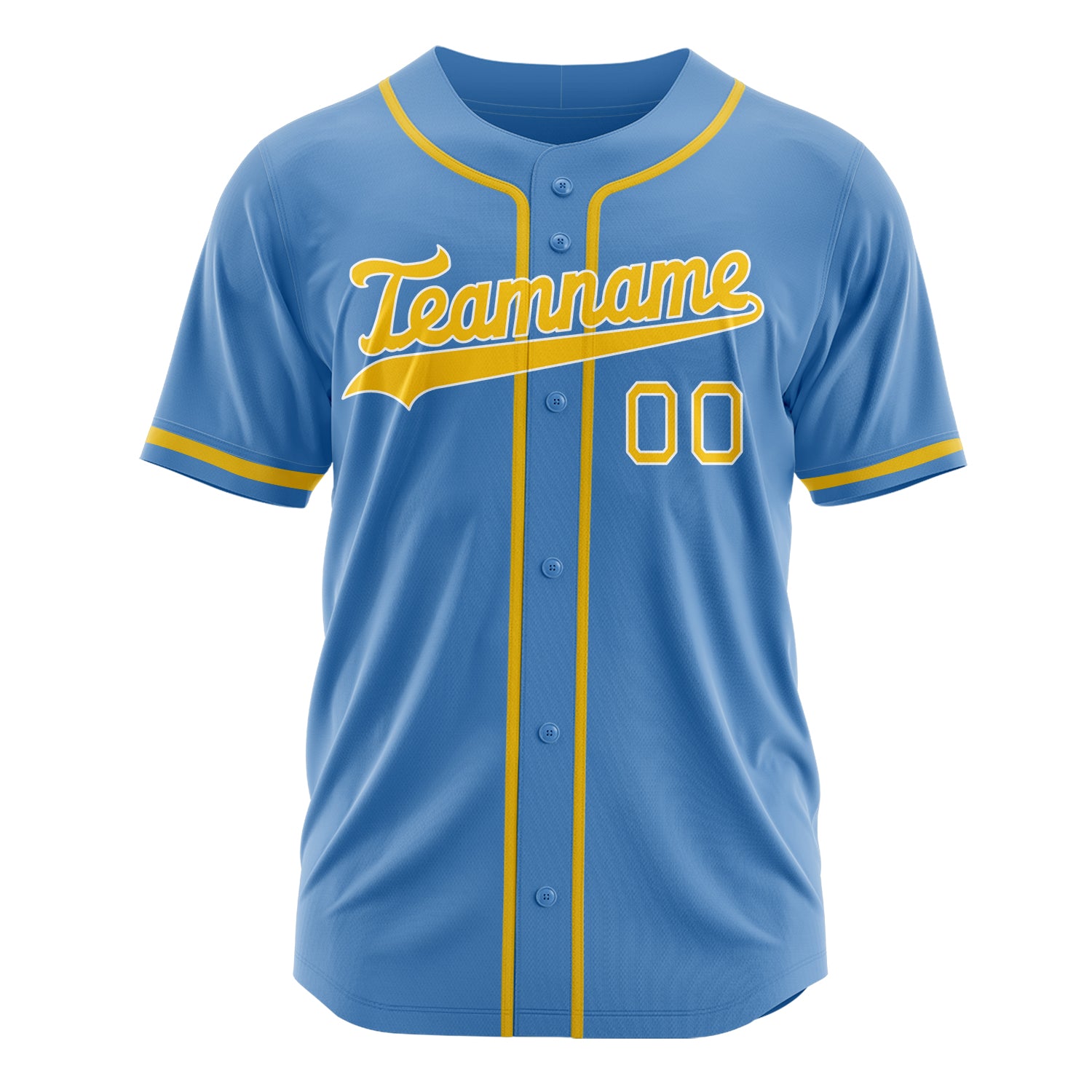 Custom Professional Electric Blue Yellow Baseball Jersey
