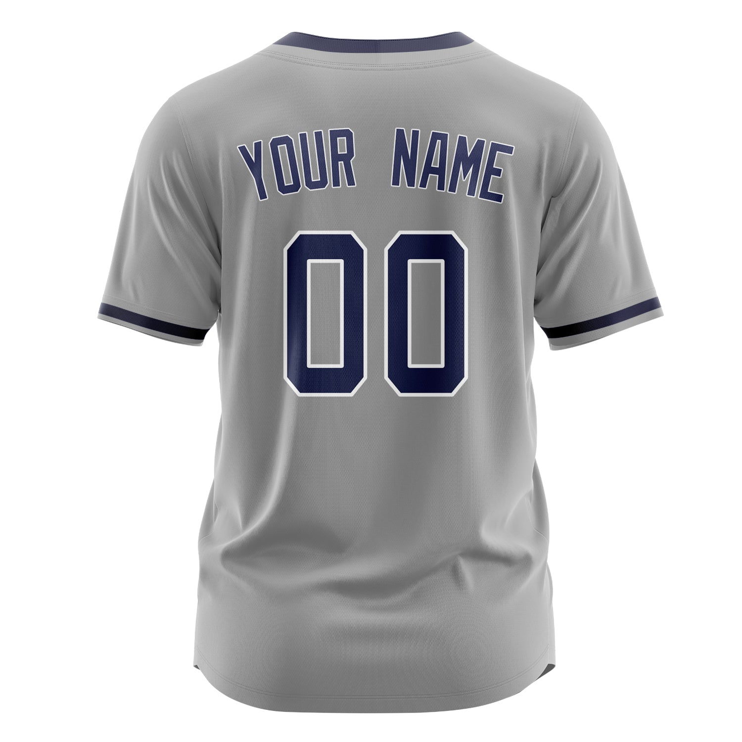 Custom Professional Gray Navy Blue Baseball Jersey