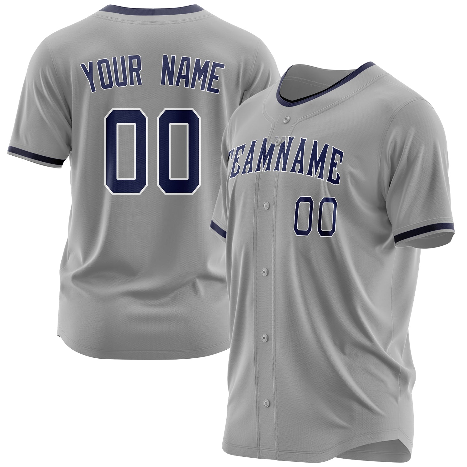 Benutzerdefiniertes Professionelles Grau Marineblau Baseballtrikot BB03240607JZ089