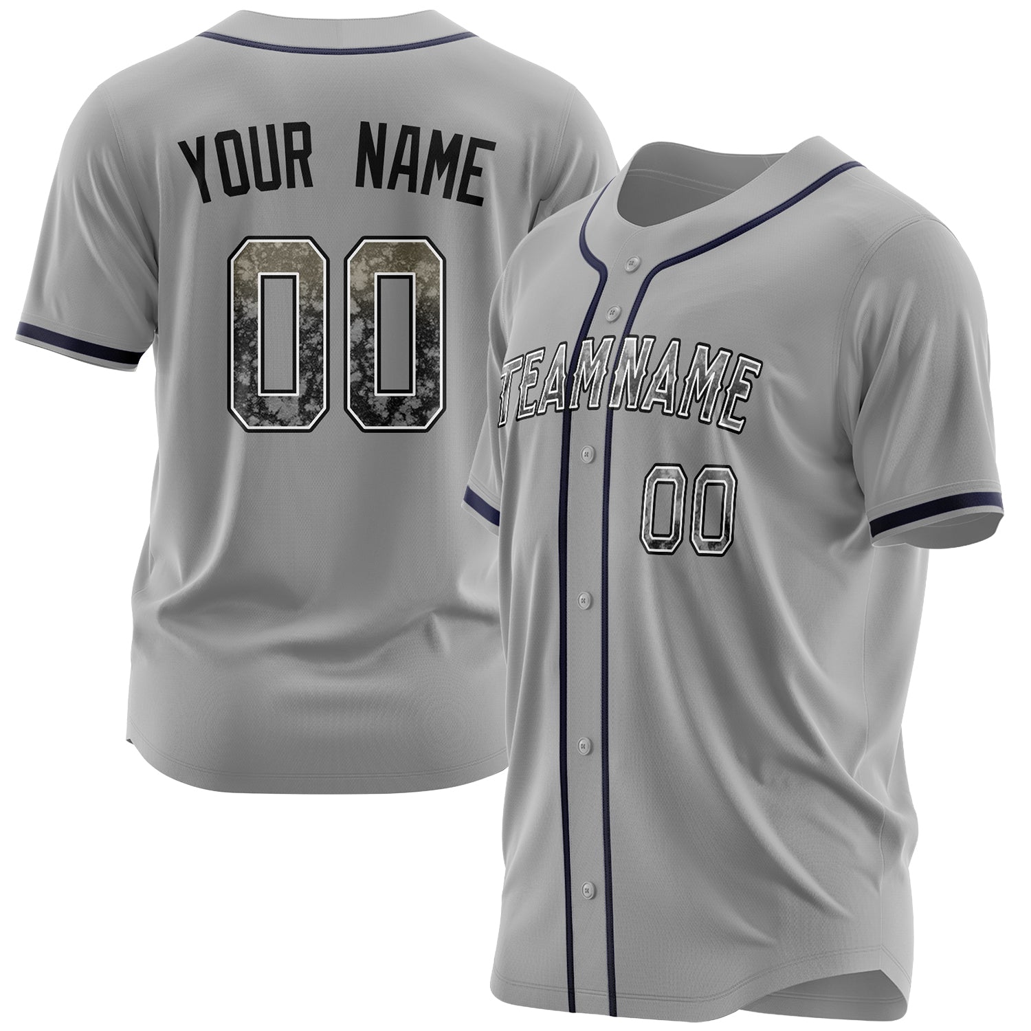 Benutzerdefiniertes Professionelles Grau Schwarz Baseballtrikot BB03240607JZ092