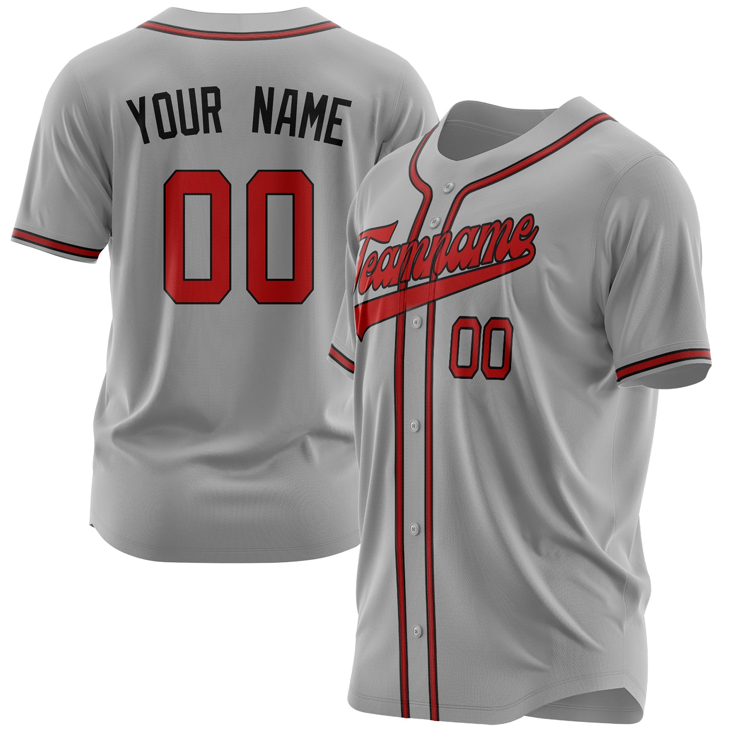 Benutzerdefiniertes Professionelles Grau Rot Baseballtrikot BB03240607JZ094