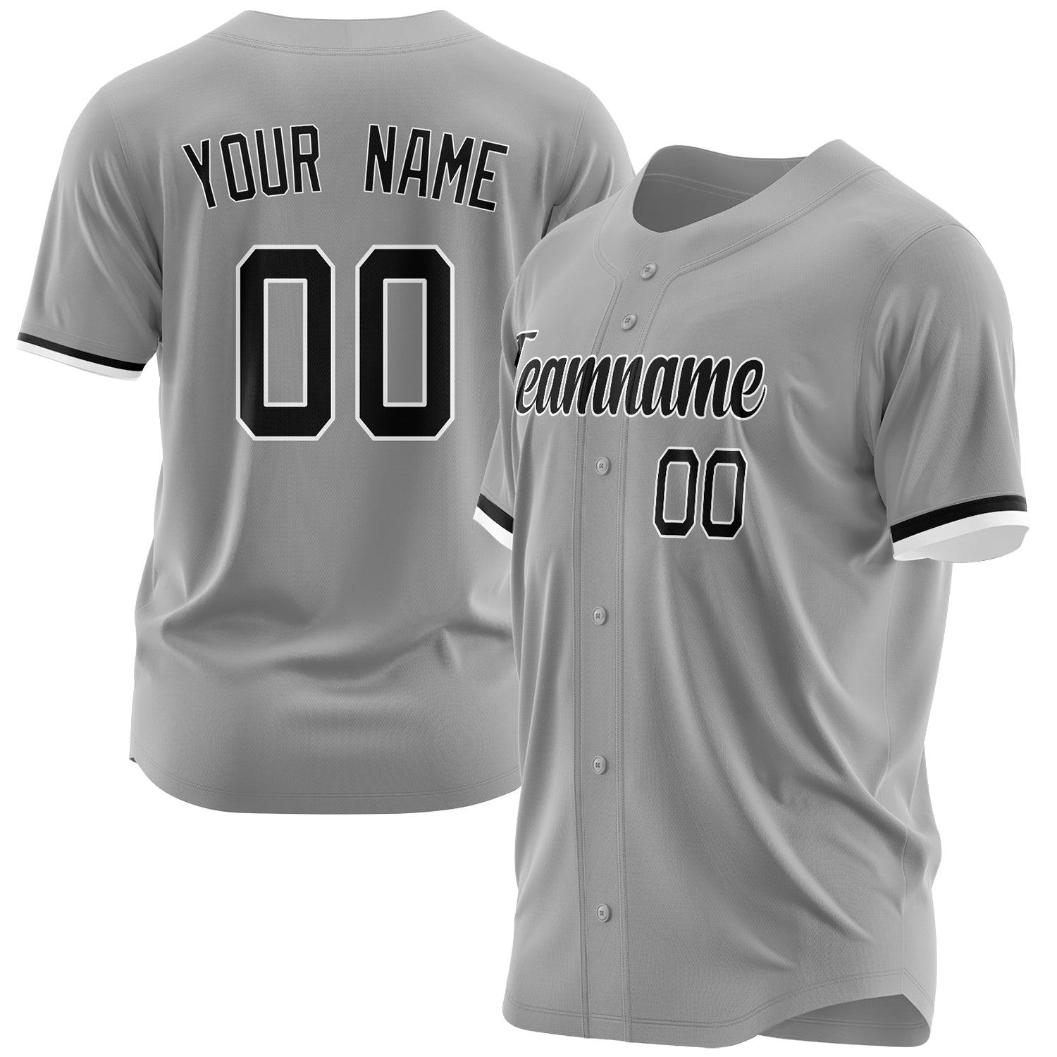 Benutzerdefiniertes Professionelles Grau Schwarz Baseballtrikot BB03240607JZ096