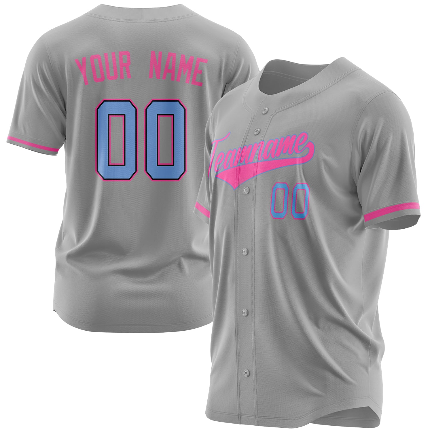 Benutzerdefiniertes Professionelles Grau Rosa Baseballtrikot BB03240607JZ098