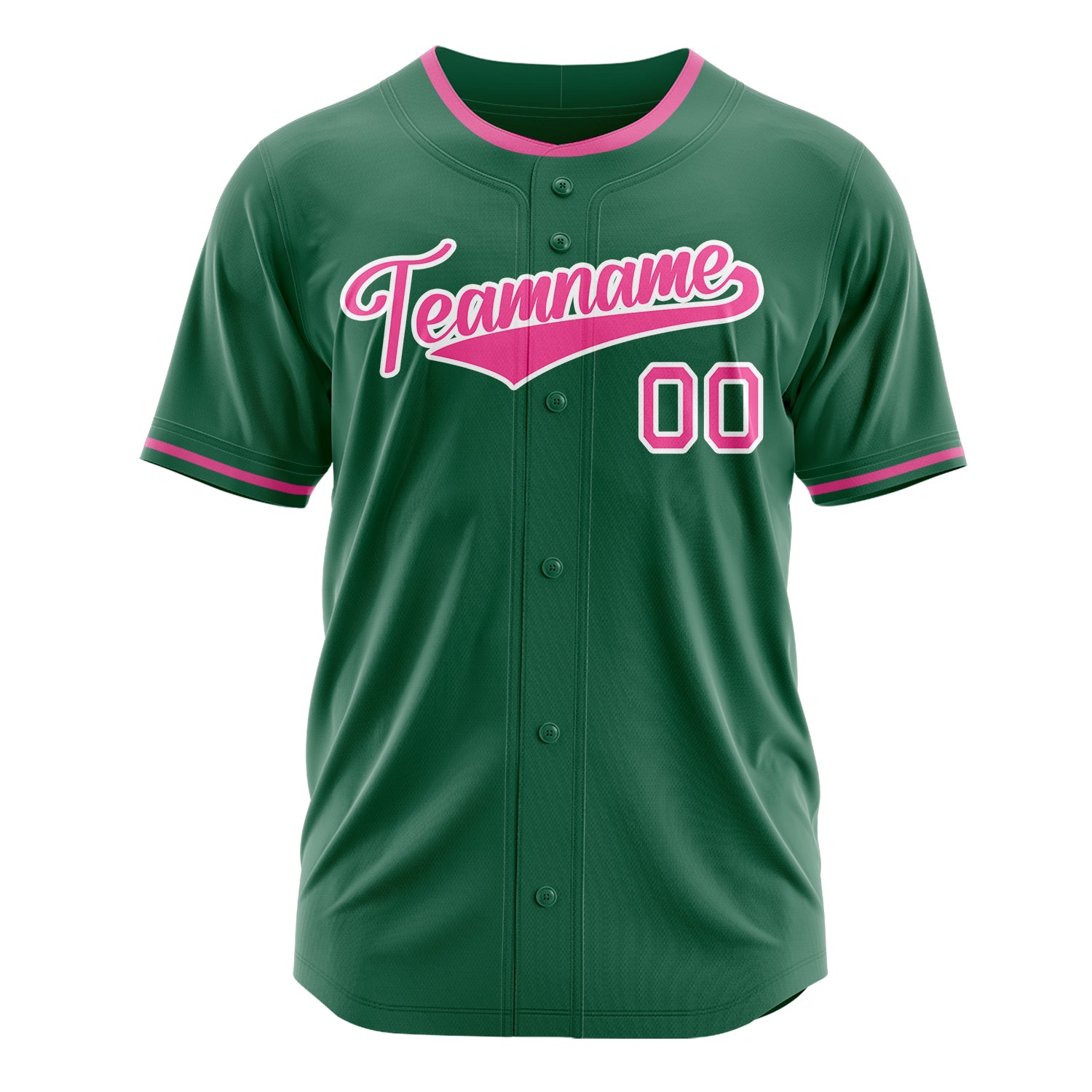 Benutzerdefiniertes Professionelles Kelly Grün Rosa Baseballtrikot