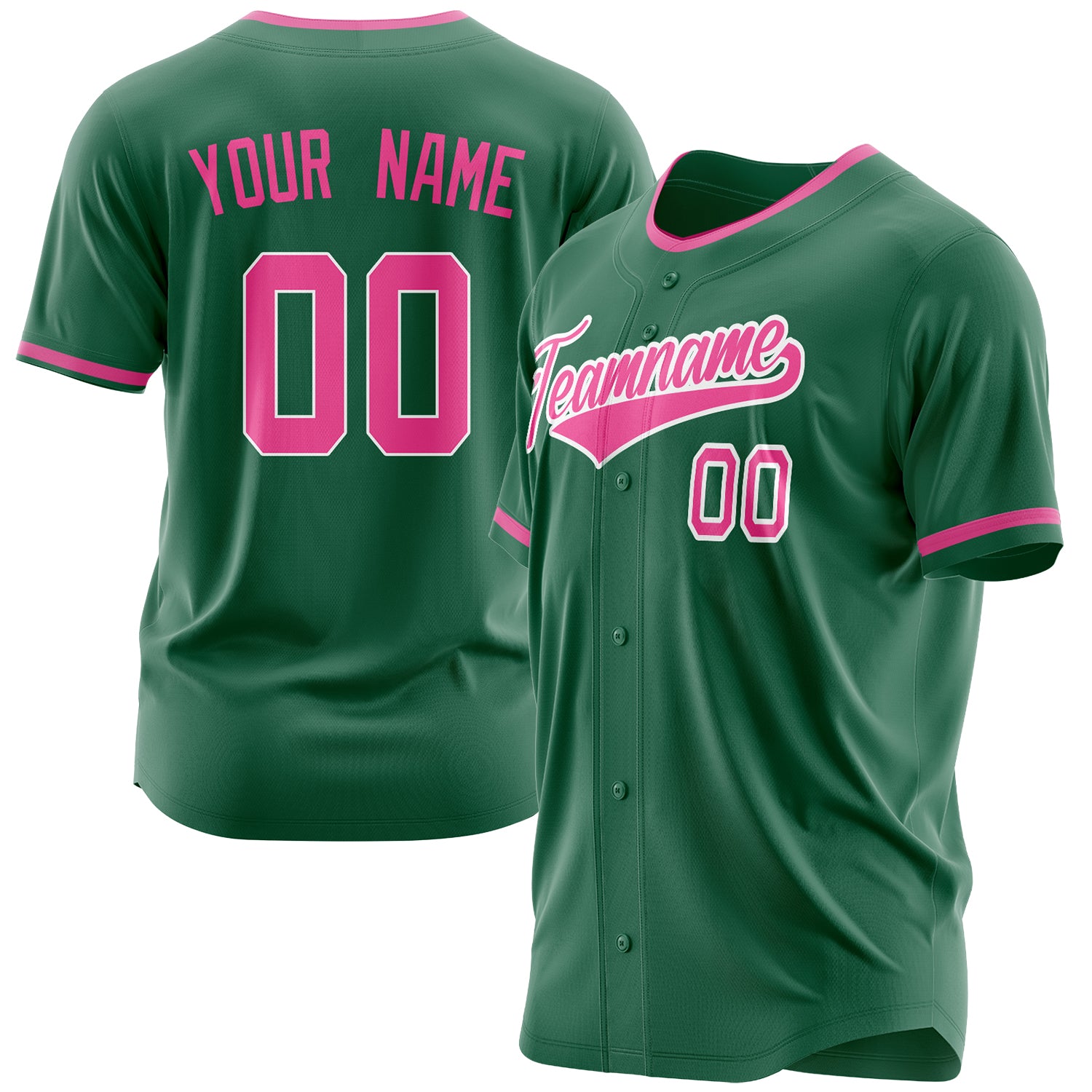 Benutzerdefiniertes Professionelles Kelly Grün Rosa Baseballtrikot BB03240607JZ102